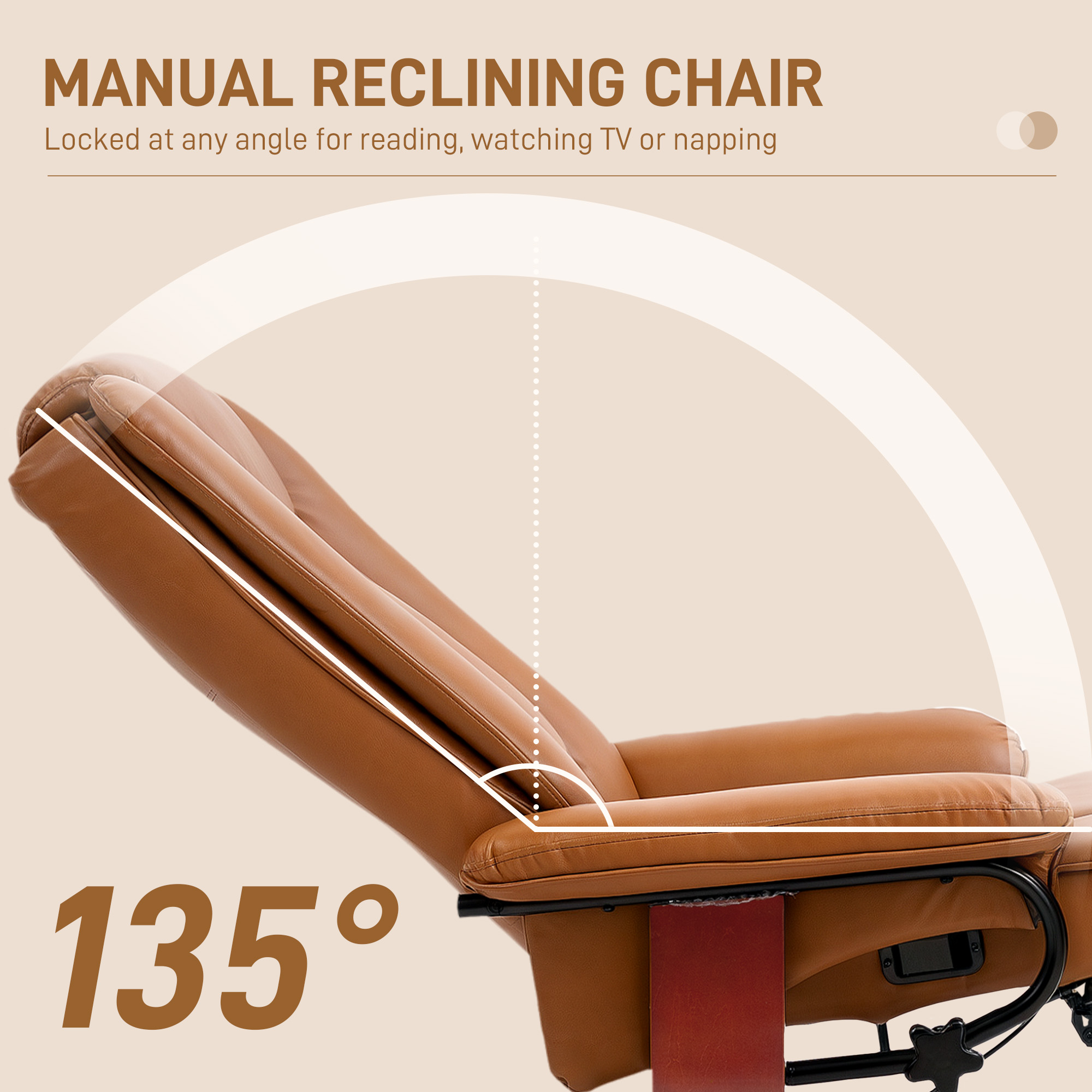 Faux leather recliner chair - brown