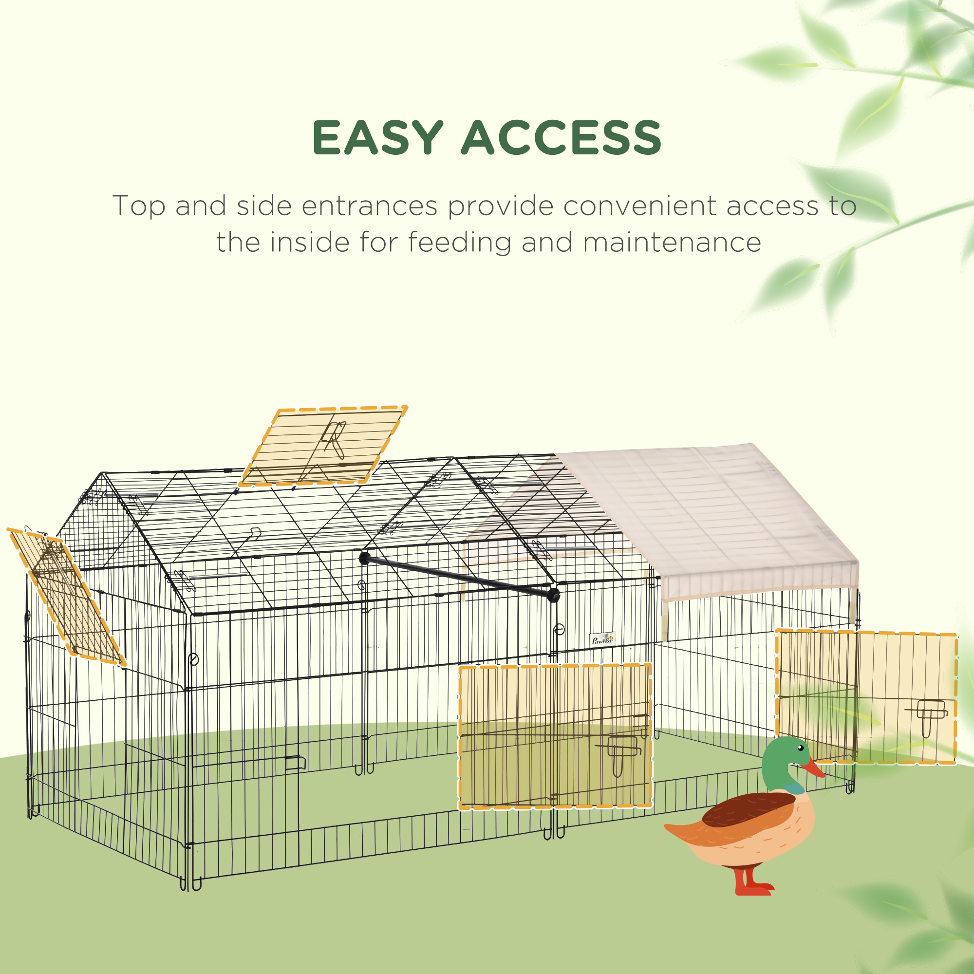 PawHut Metal Rabbit Run Playpen, Guinea Pig Cage, 220 X 103