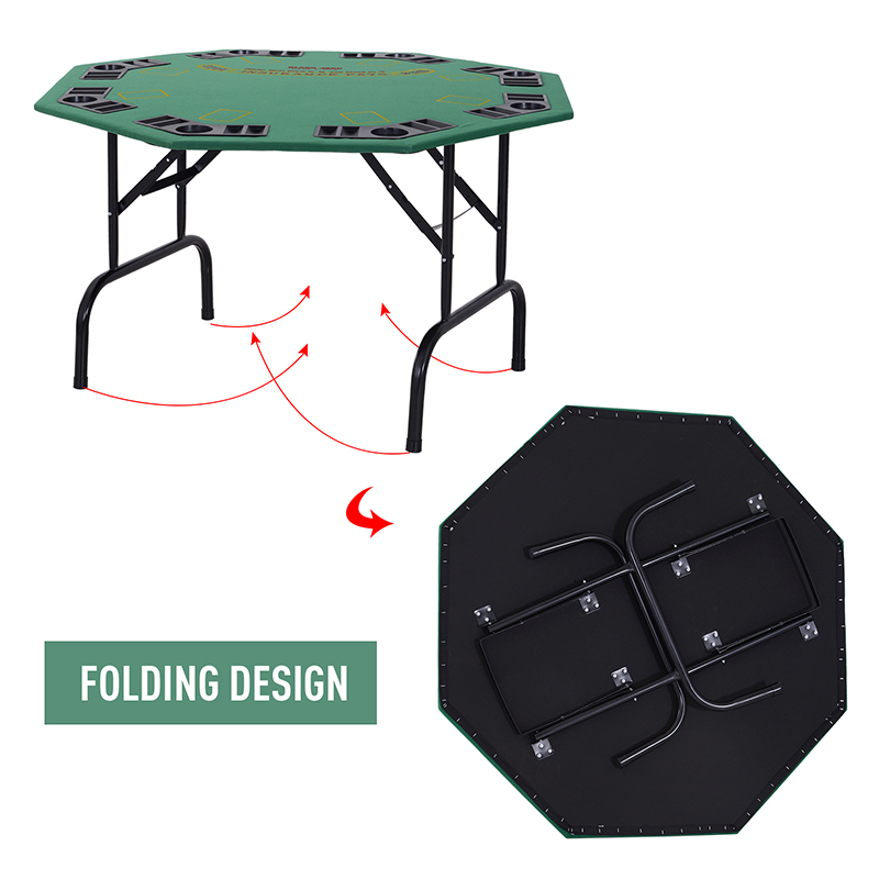 8 player folding games poker table with chip cup holder