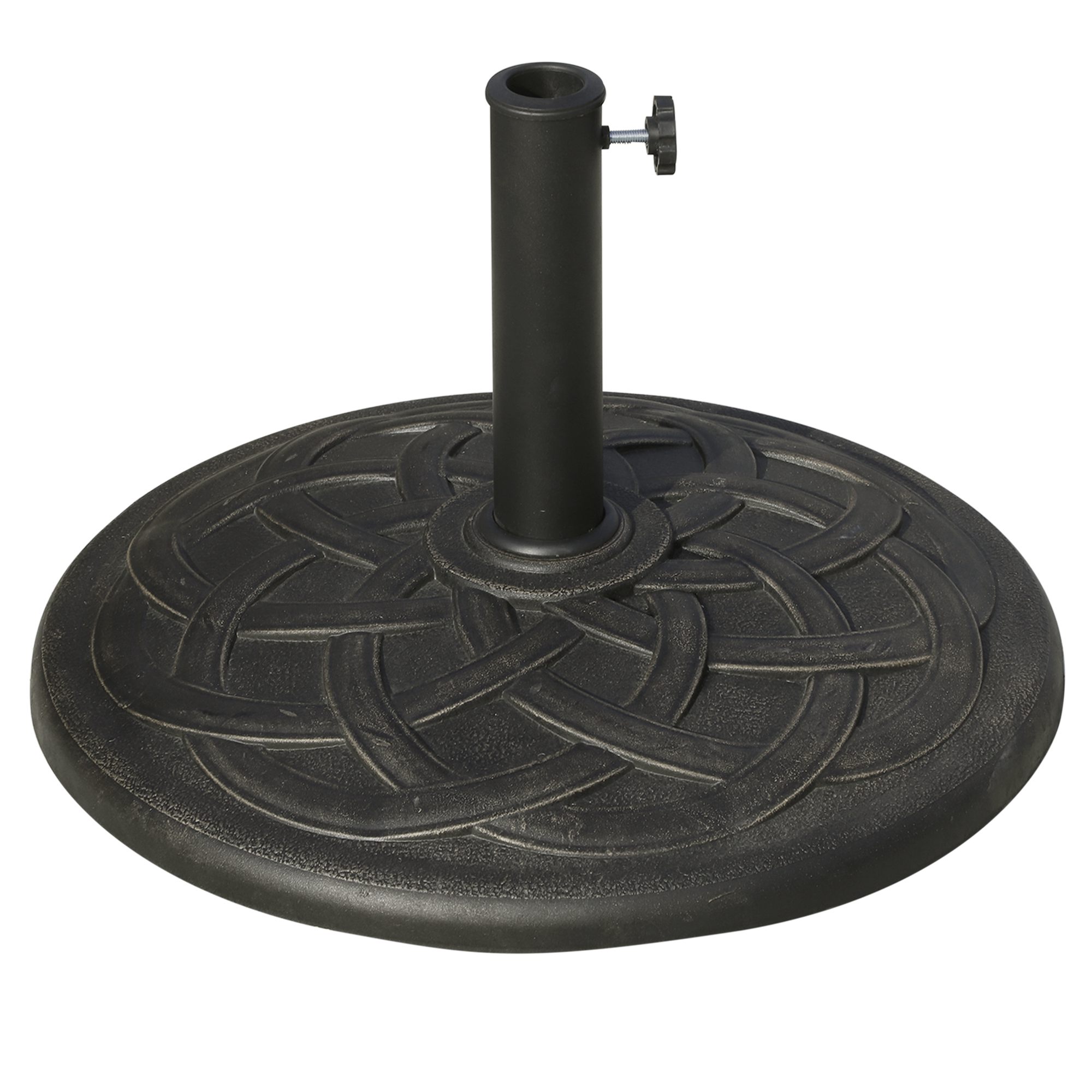 22" 42 lbs Round Resin Umbrella Base Stand Market Parasol Holder with Beautiful Decorative Pattern & Easy…
