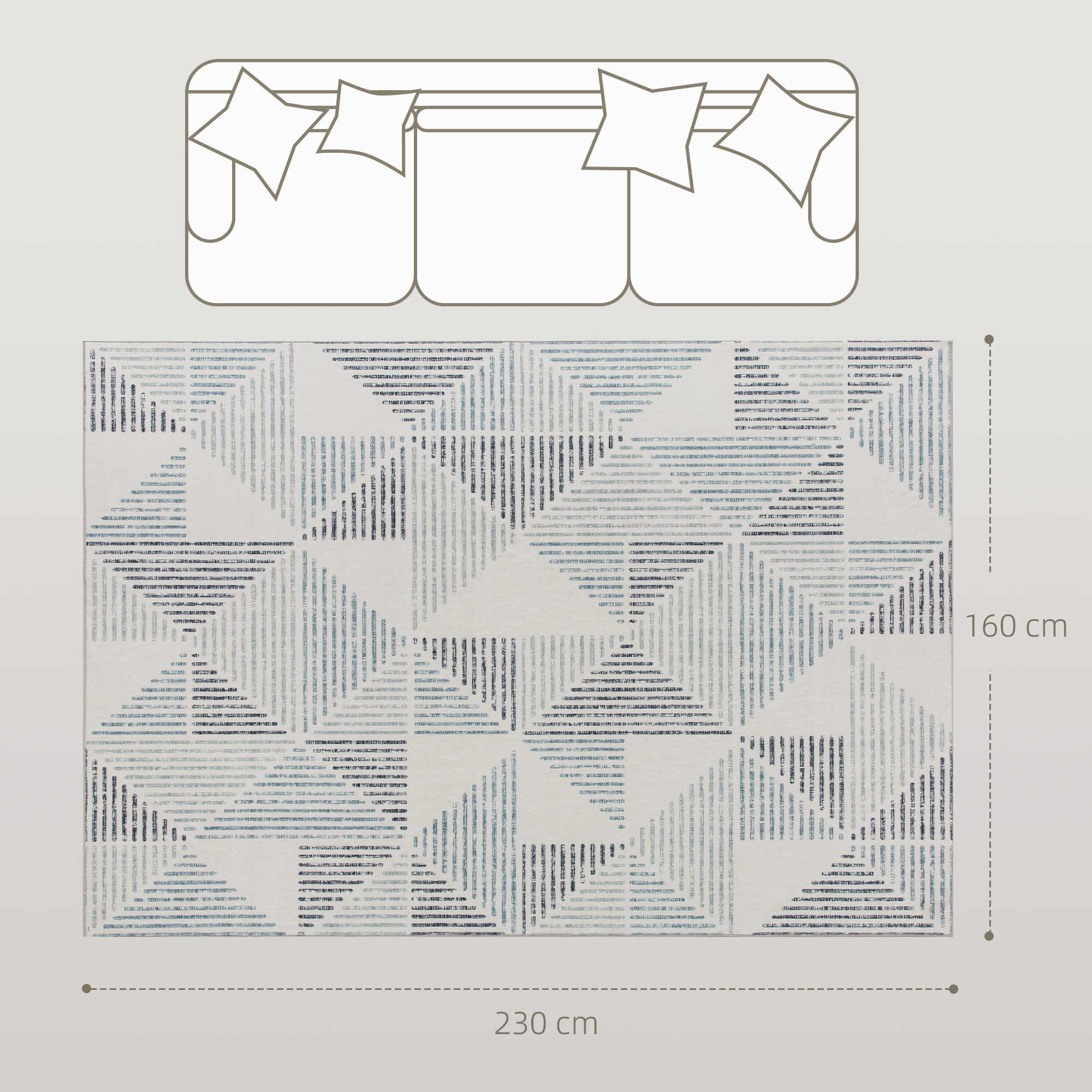Modern Area Rug, Geometric Pattern Non-Slip Washable Rug, Soft Floor Carpet For Living Room, Bedroom, Dining Room, Home Office, 230 X 160 Cm, Multi-Coloured