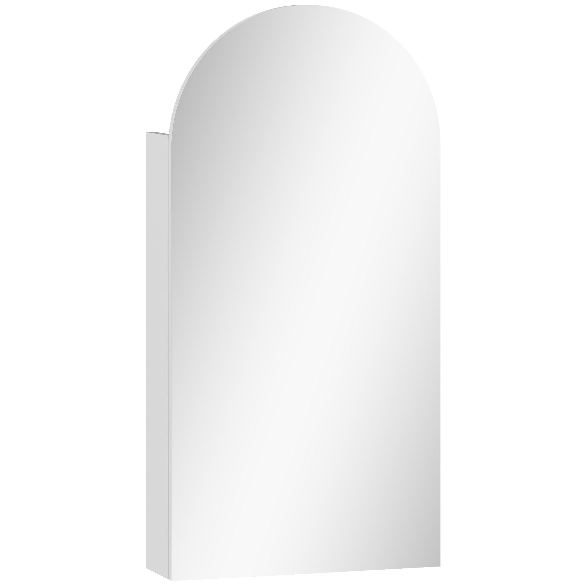Frameless arched bathroom mirror cabinet with three adjustable glass shelves