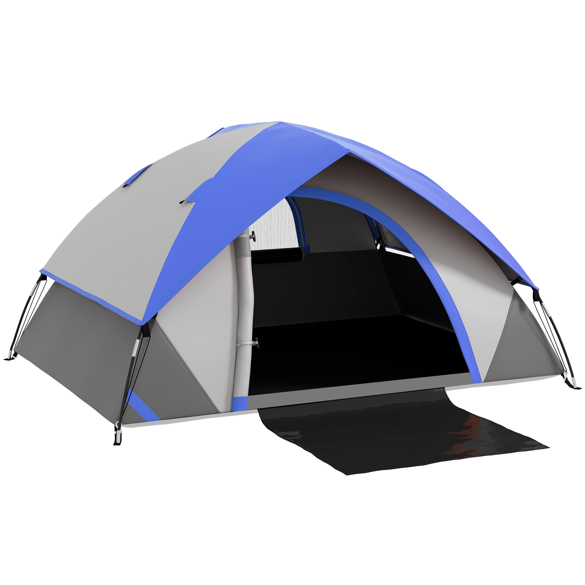 Two Man Single Room Dome Tent, With Accessories - Dark Blue/Grey - Image 1