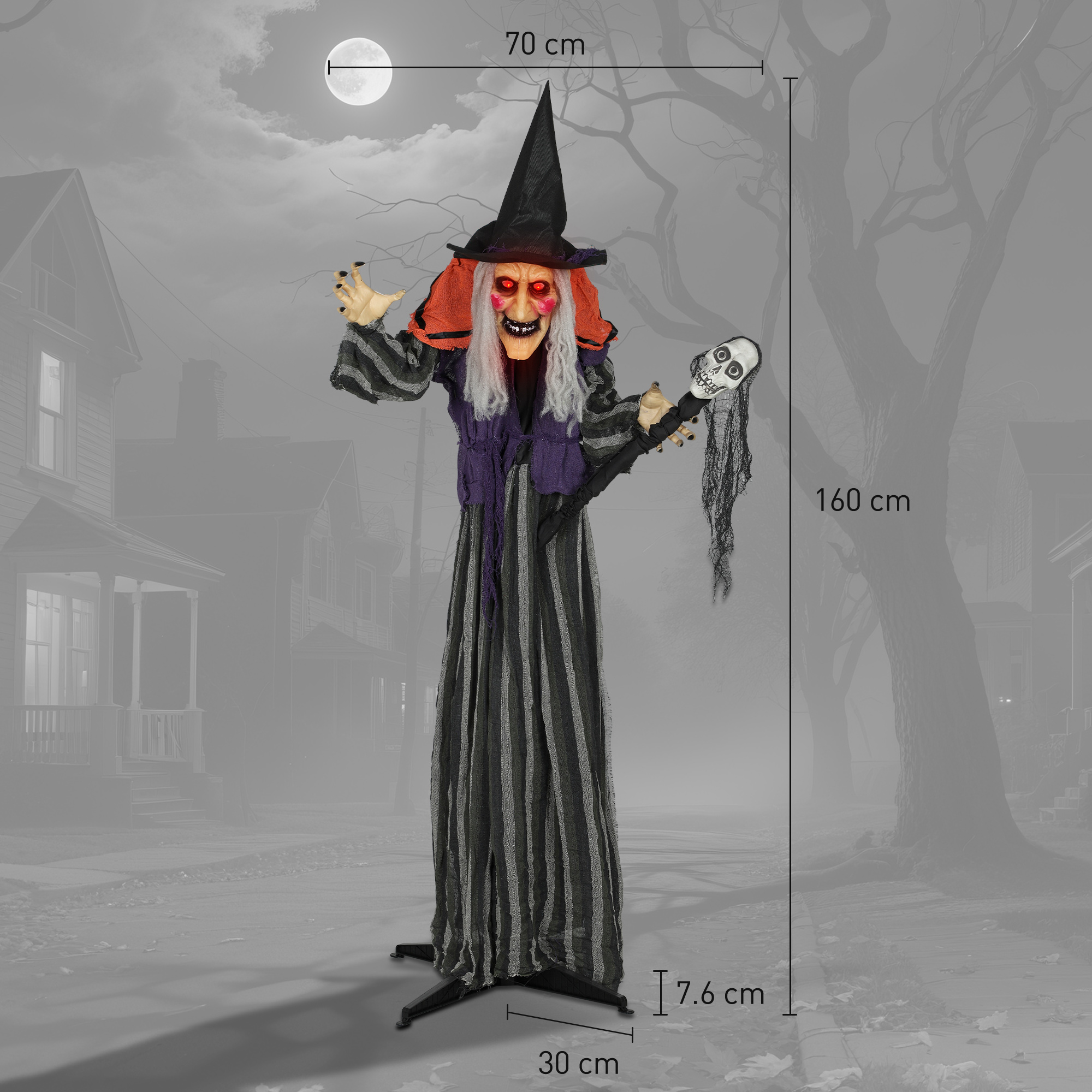 160cm Lifelike Moving Witch Decoration - Multi (Purple)