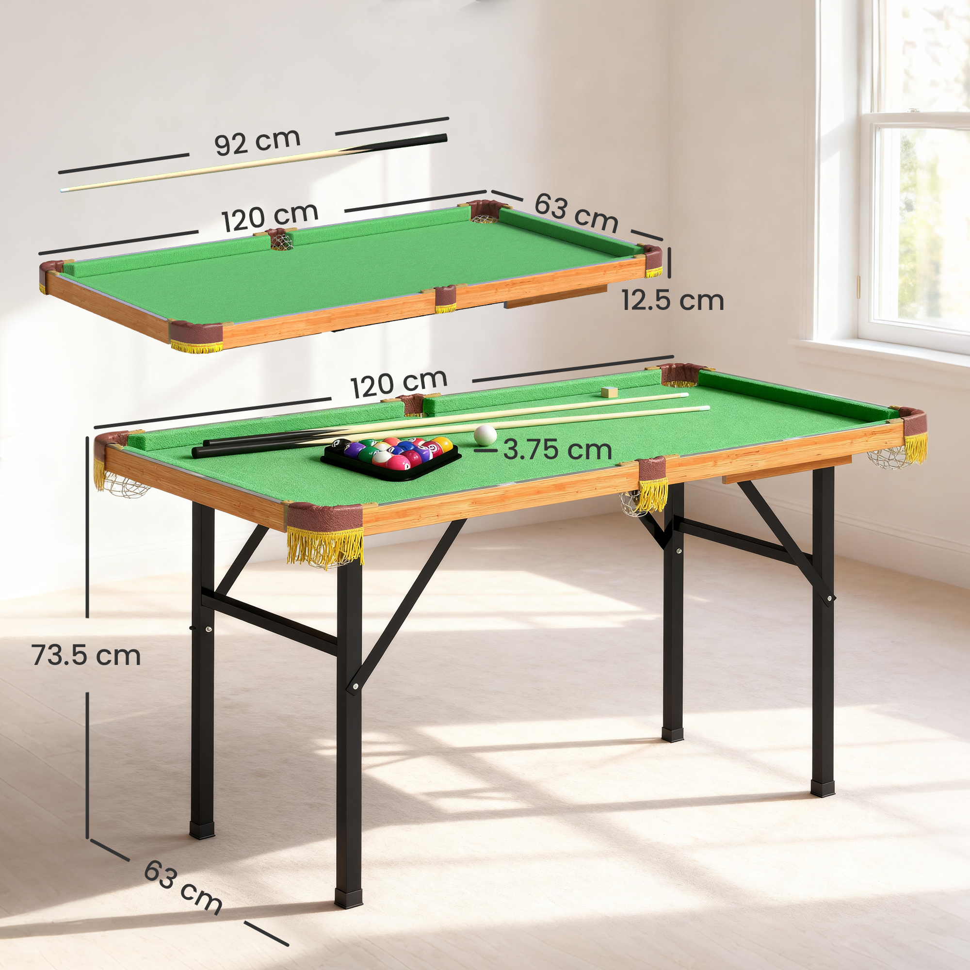 SPORTNOW 4FT Mini Folding Pool Billiards Table (Green)