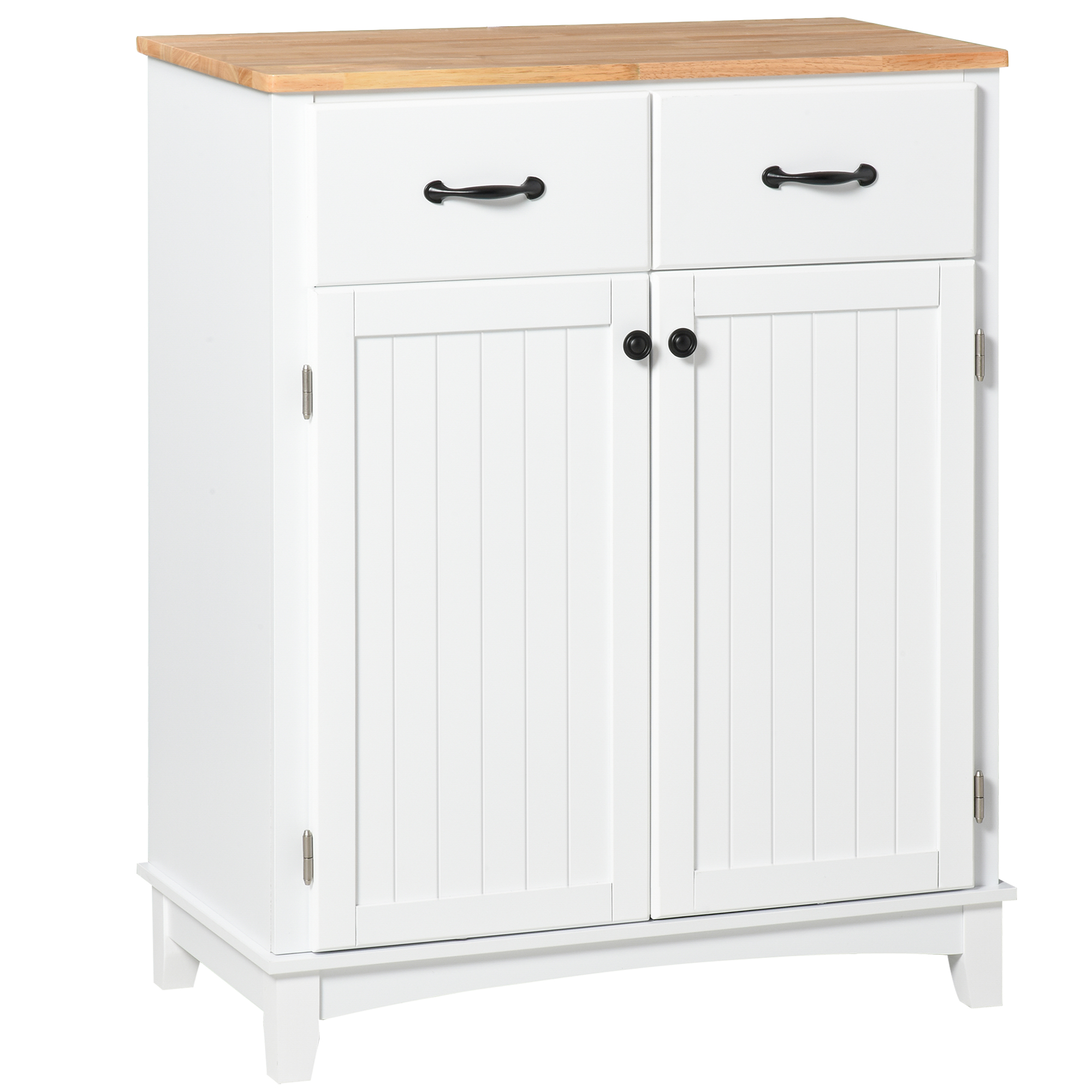 Modern Kitchen Cupboard, Wooden Storage Cabinet, Tableware Organizer With 2 Drawers For Living & Dining Room, White