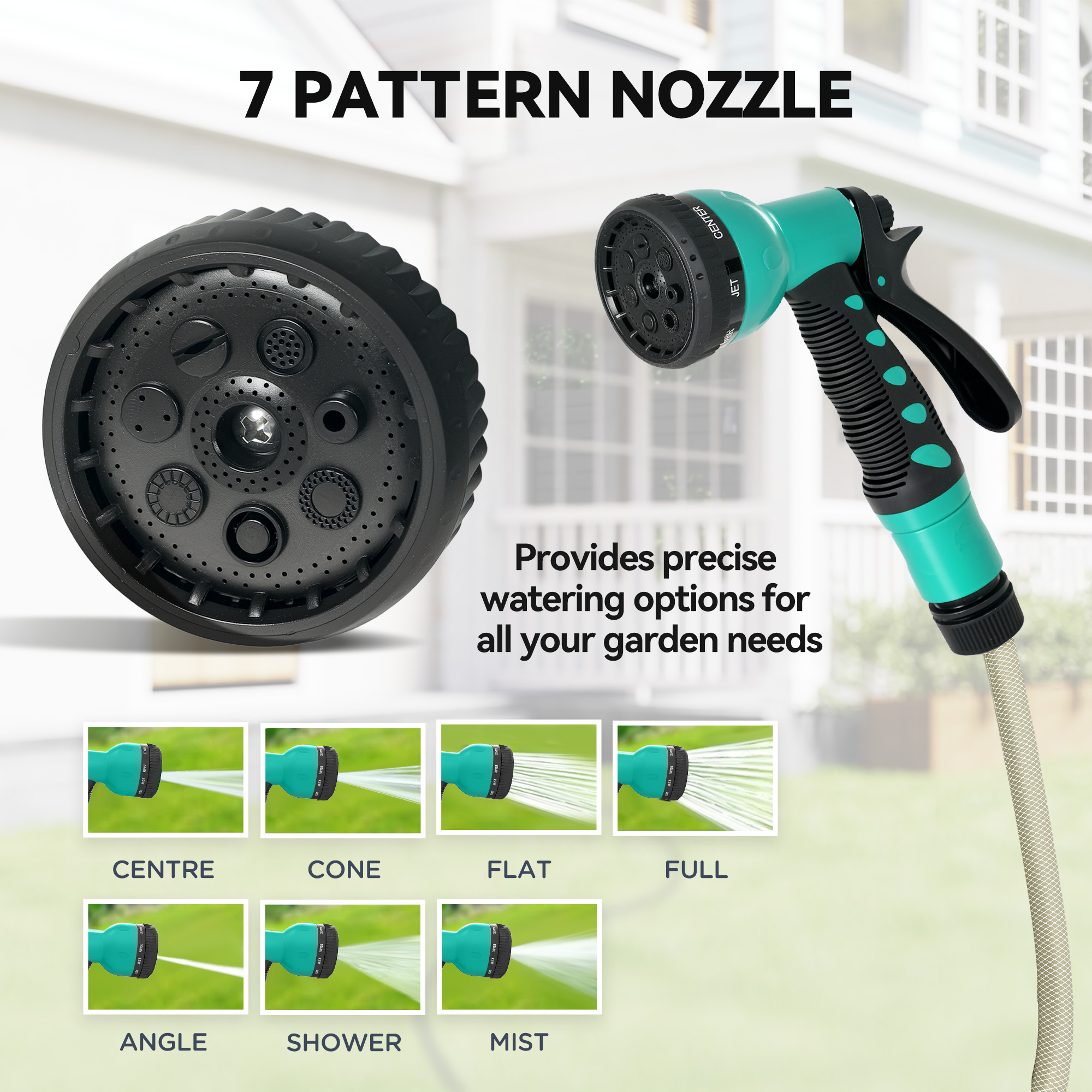 Auto-rewind retractable hose reel mounted on garden wall showing 180-degree swivel bracket
