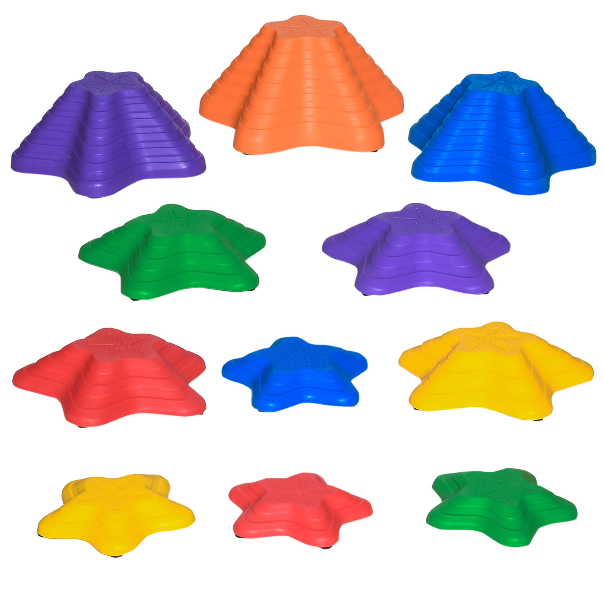 11-Piece Kids Stepping Stones, Starfish Style Non-slip Obstacle Course, Stackable Balance Blocks Garden Toys, Encourage Toddler Sensory Toys Indoor Outdoor - Multicoloured - Image 1