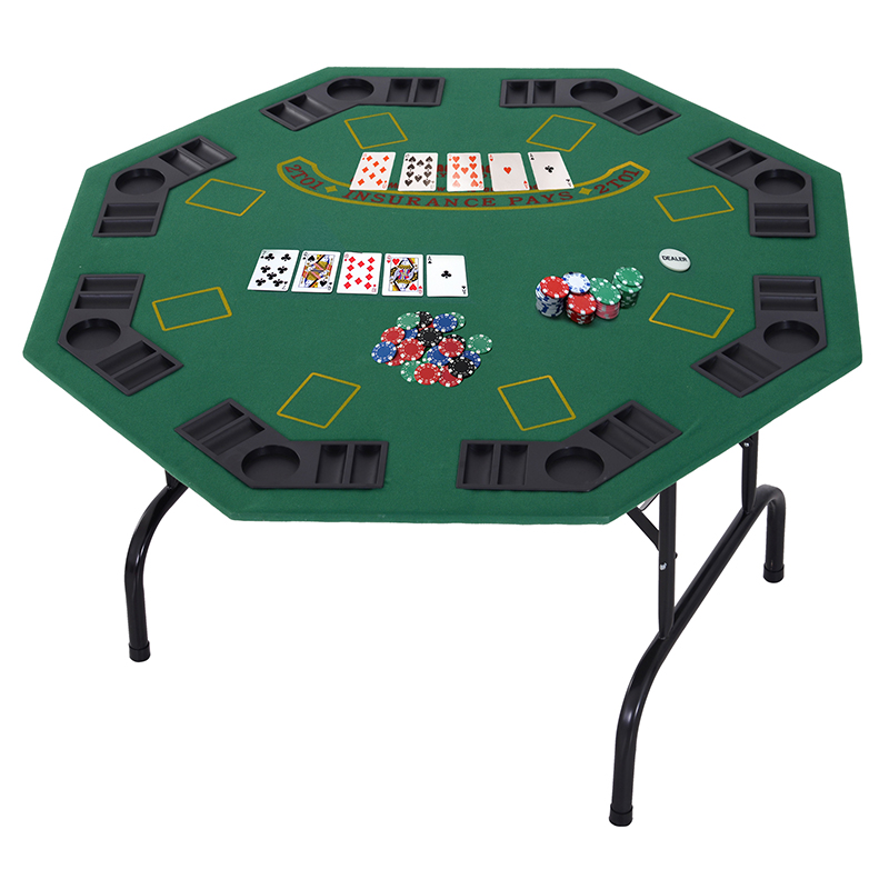 8 player folding games poker table with chip cup holder