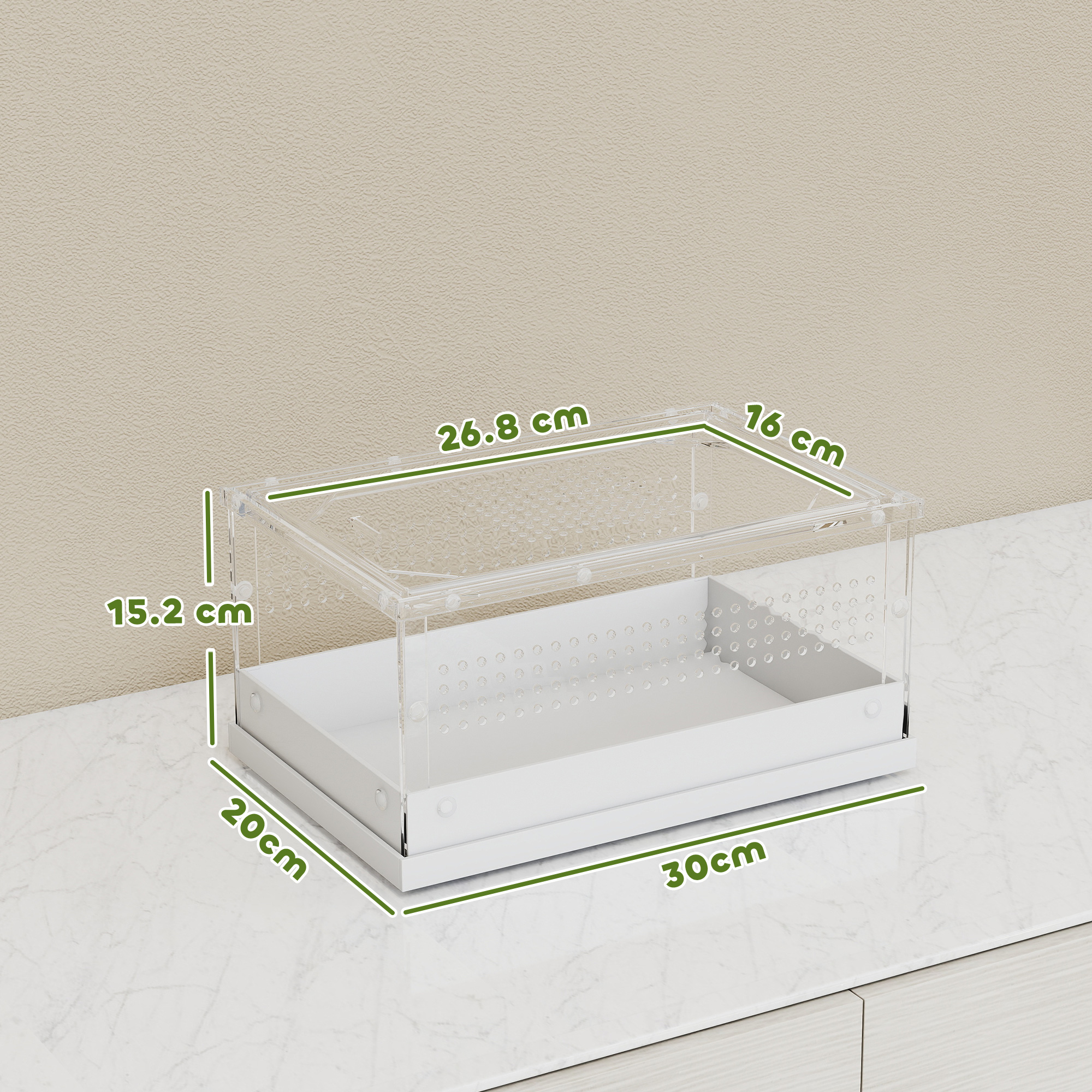 PawHut Acrylic Reptile Terrarium With Top Sliding Door,