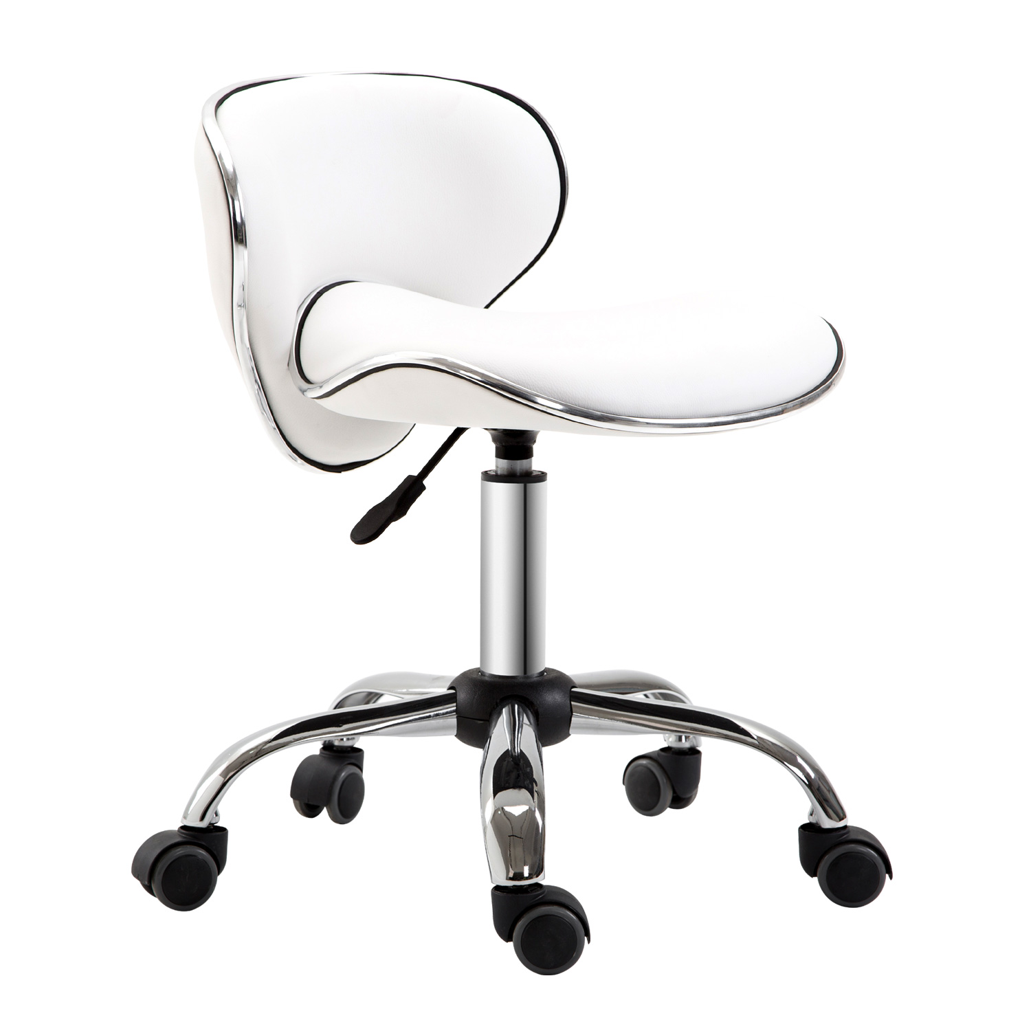 Adjustable Rolling Swivel Beauty Salon Chair, Stool For Spa, Technician - White - Image 1