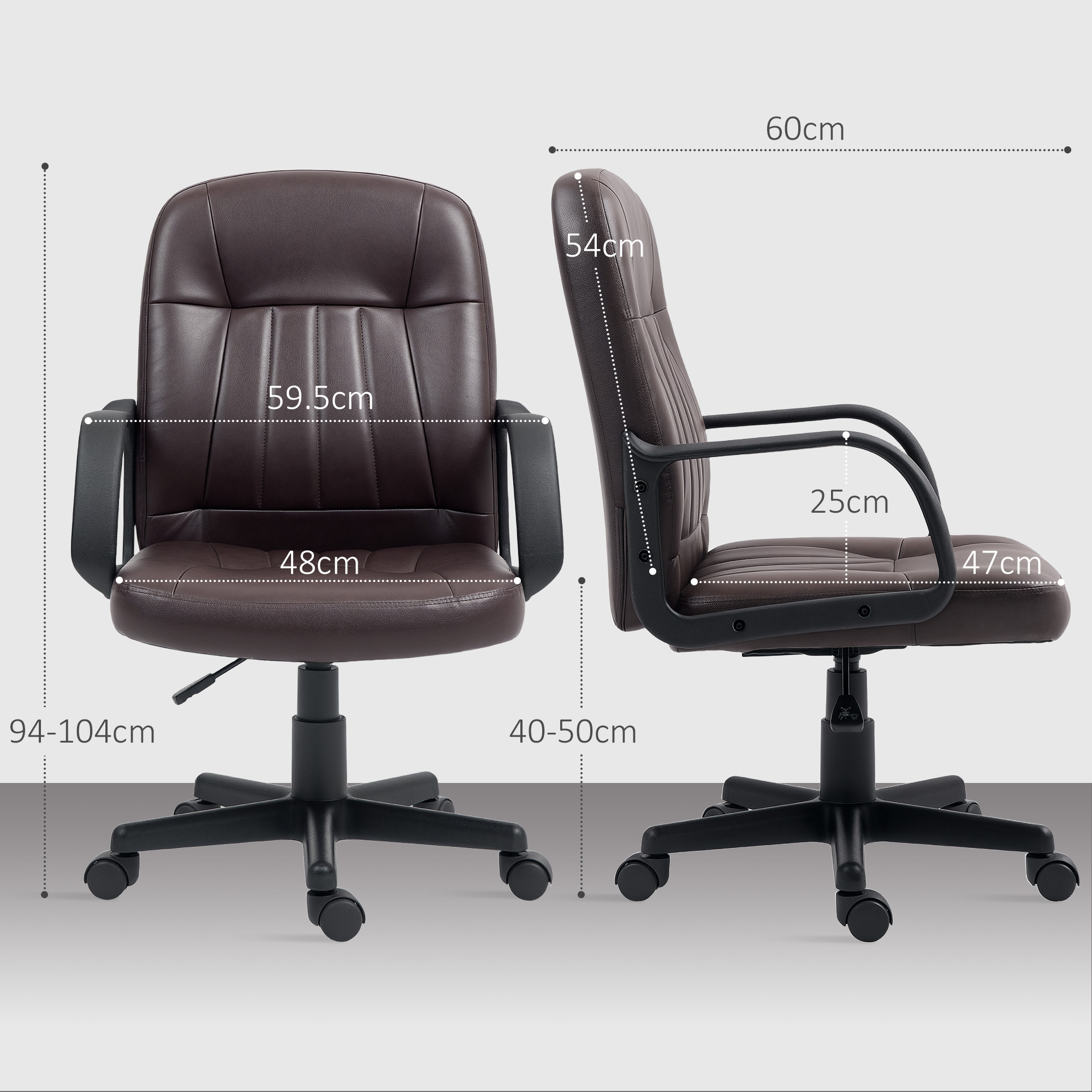 Swivel Executive Chair PU Leather Computer Desk Chair, Dark