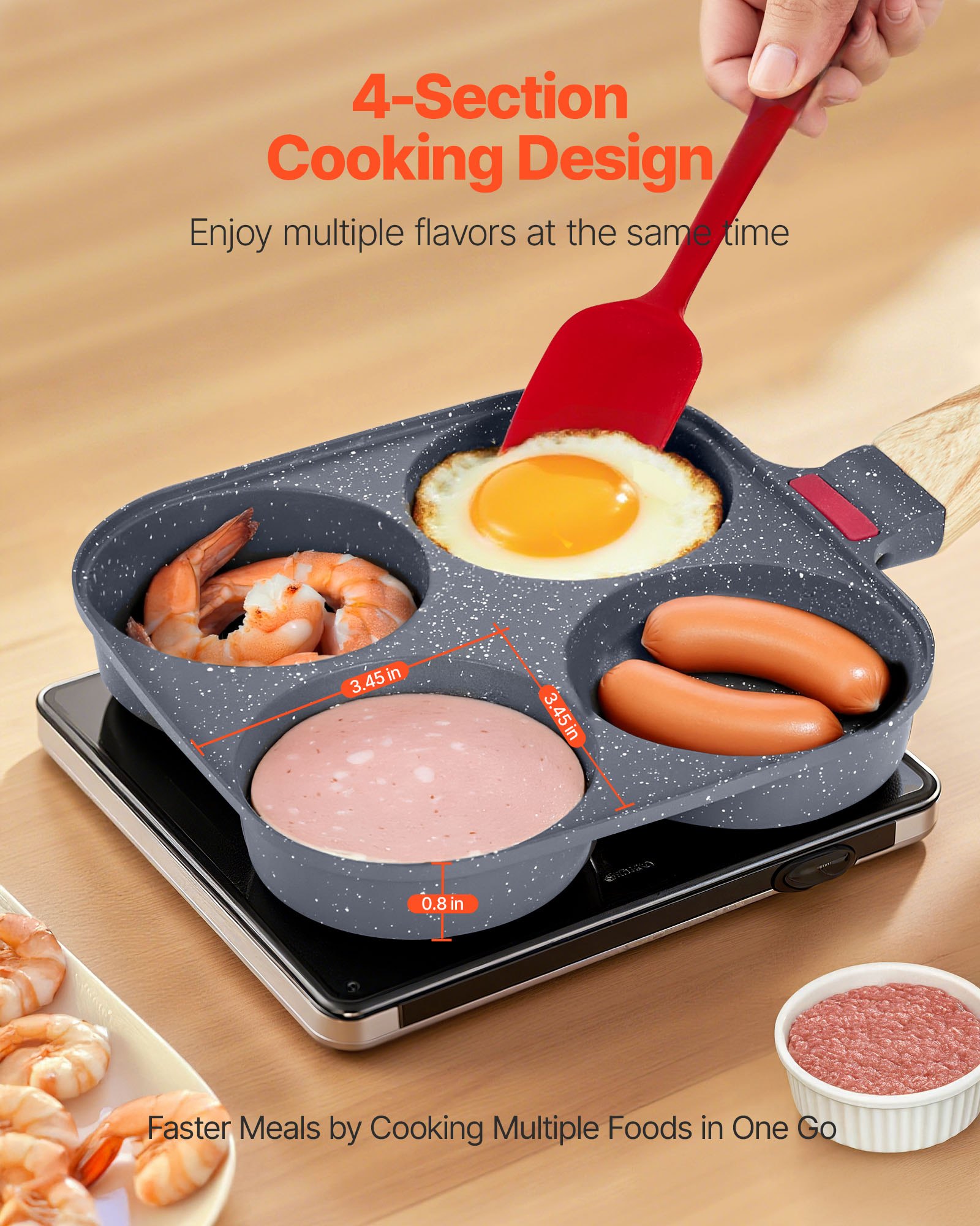 Egg Pan, 4-Cup Nonstick Egg Frying Pan, Aluminum Breakfast Omelette Skillet For Pancakes, Hamburgers, Sandwiches,… - 3