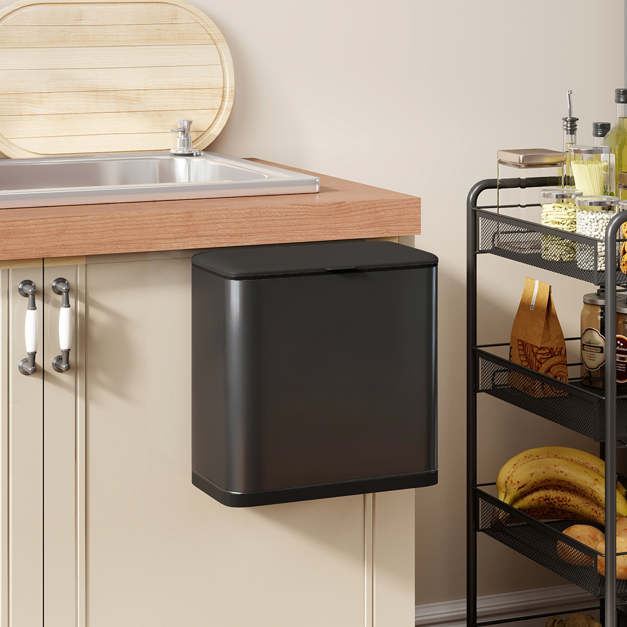 8l hanging kitchen bin, rubbish bin with lid and removable