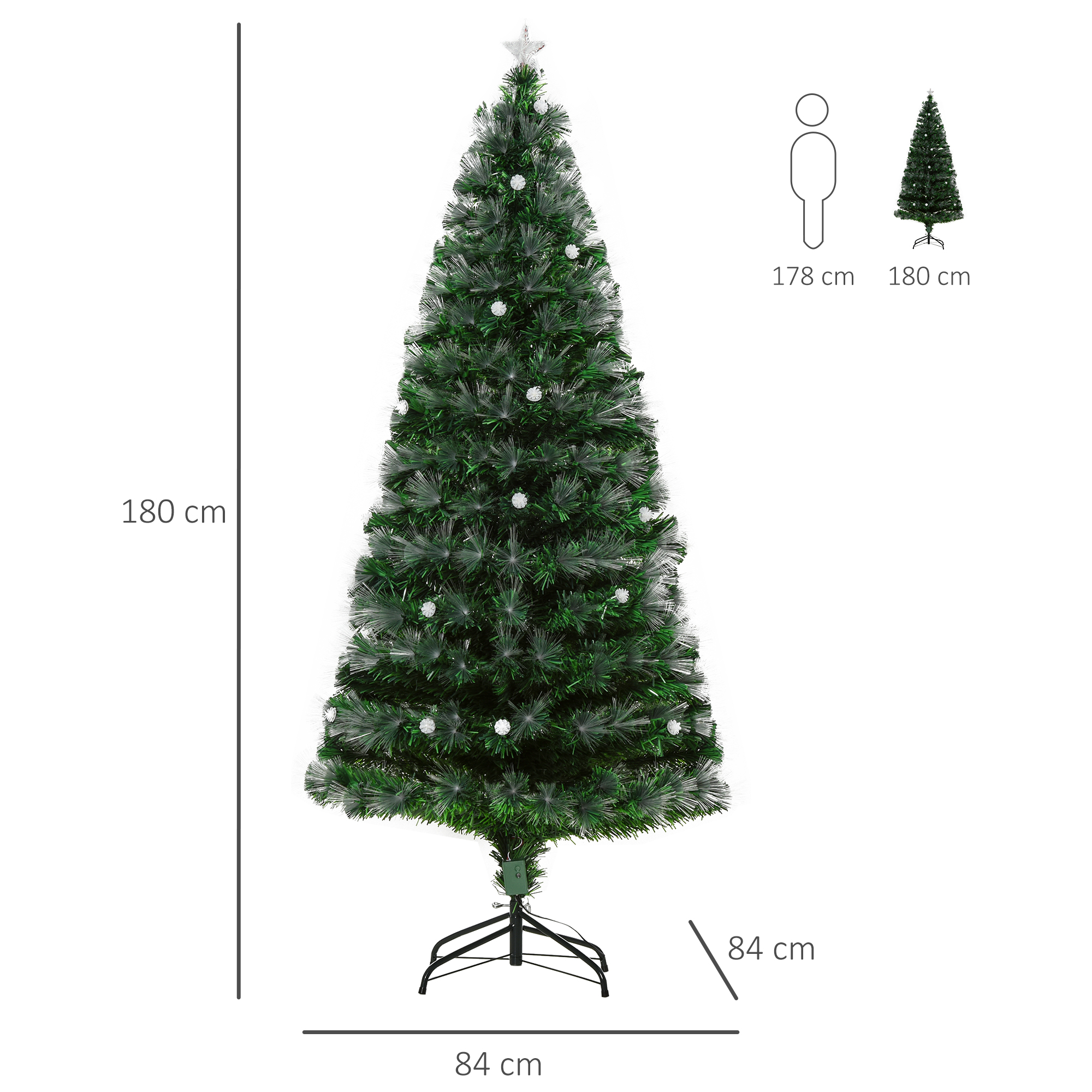 6ft White Light Artificial Christmas Tree W/ 230 LEDs Star