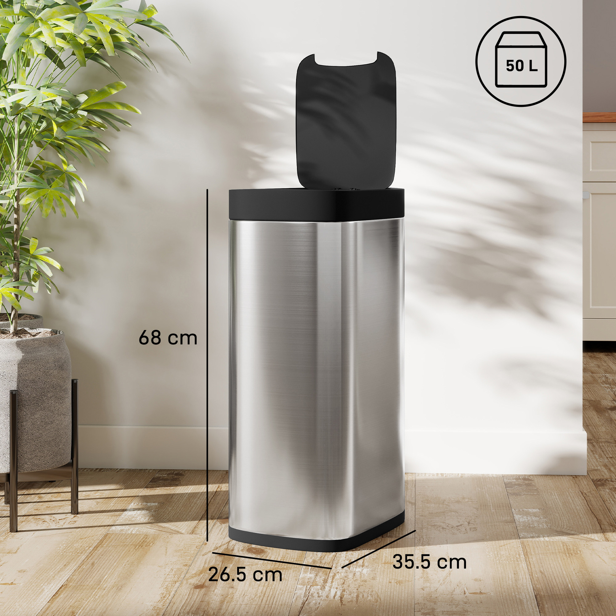 50l sensor bin, automatic kitchen bin, manual override,