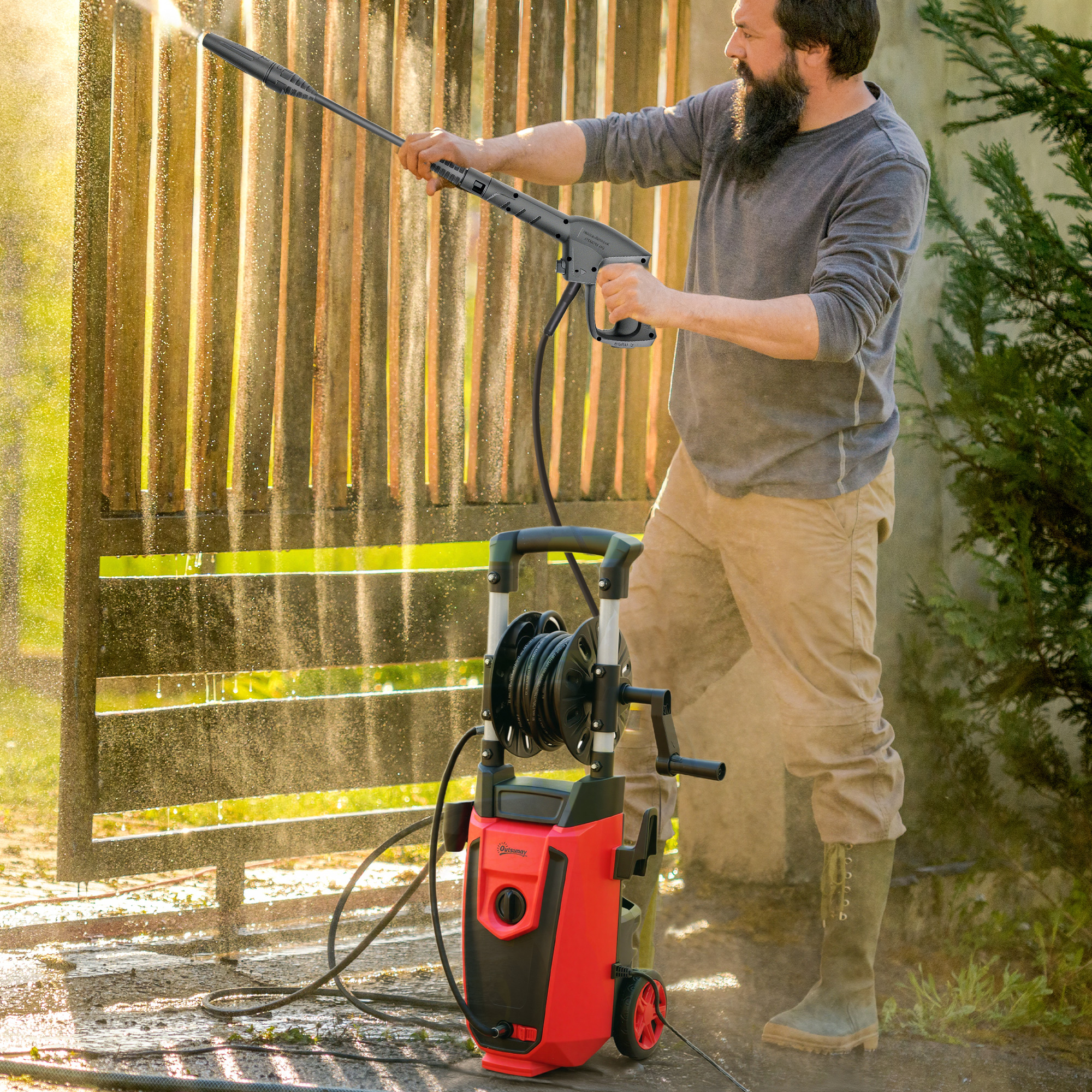 150-Bar Pressure Washer, With Accessories - Red/Black