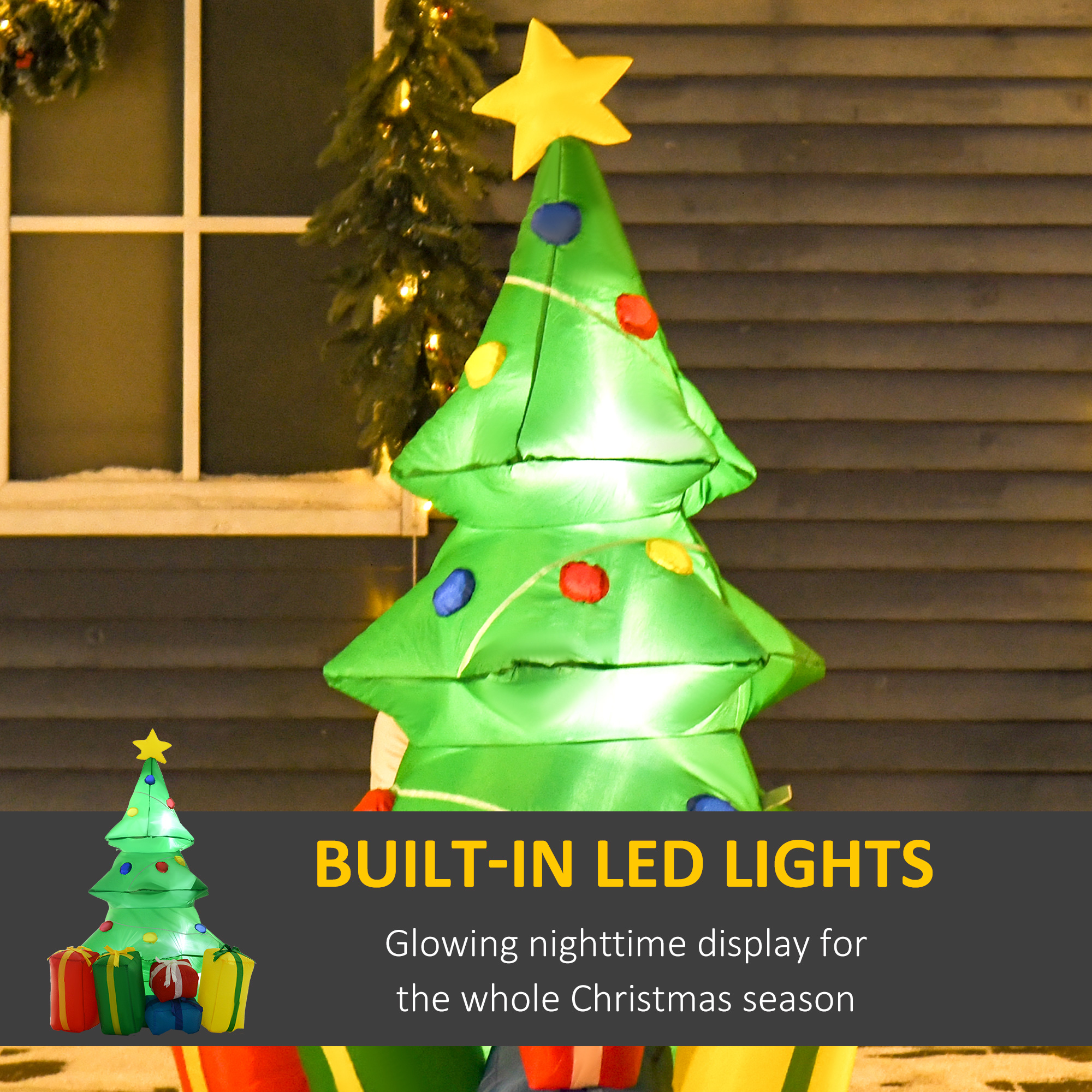 5ft Inflatable Christmas Tree Xmas Air Blown Holiday