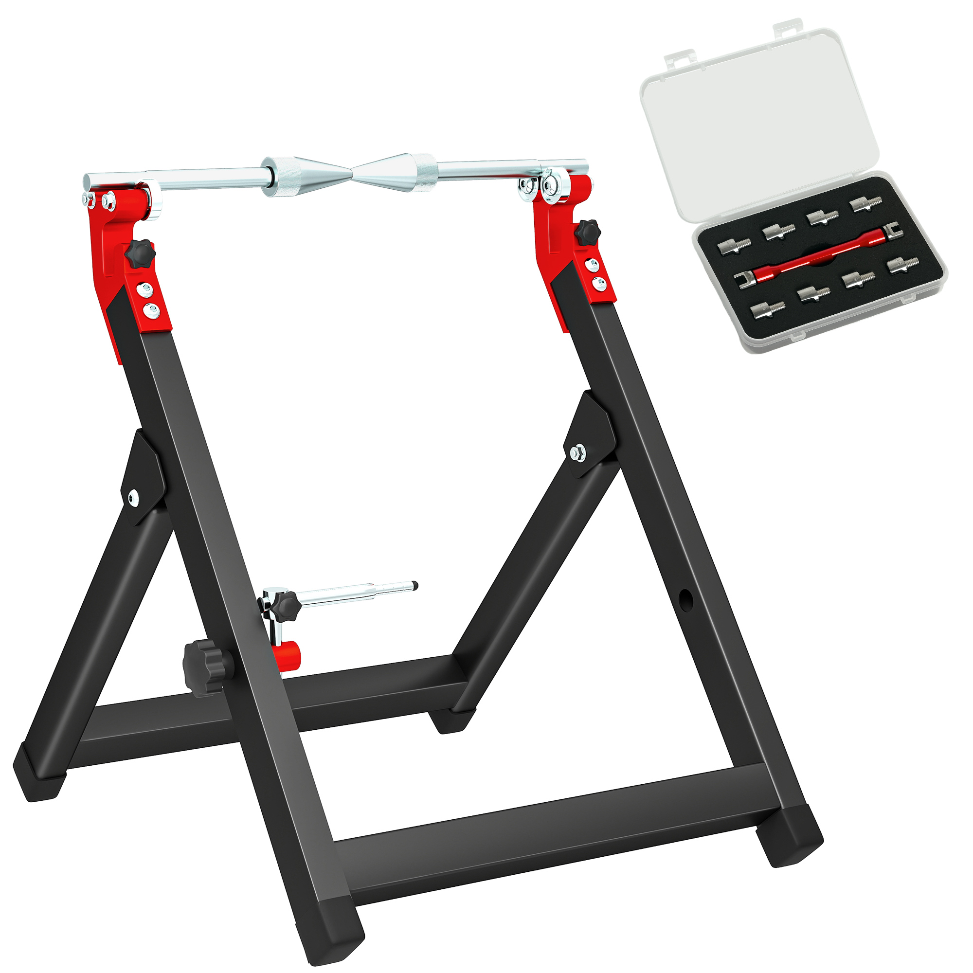 Foldable Motorcycle Wheel Balancer Truing Stand With Spoke Wrench, Steel Bike — image 5
