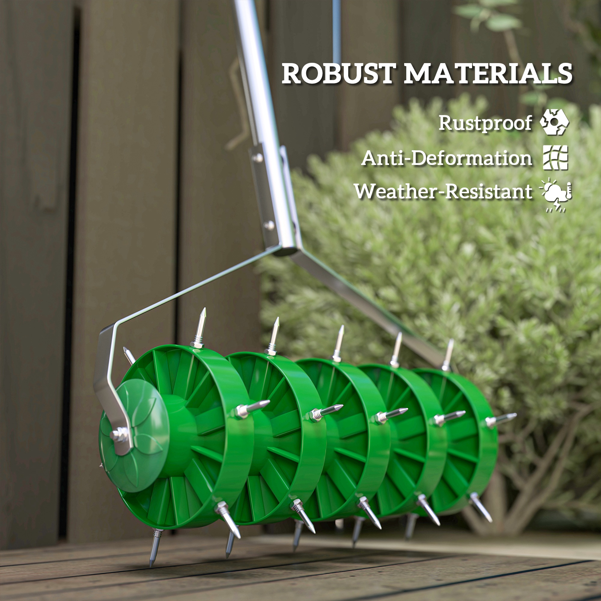 Heavy duty rolling lawn aerator with spiked drum and T-bar handle