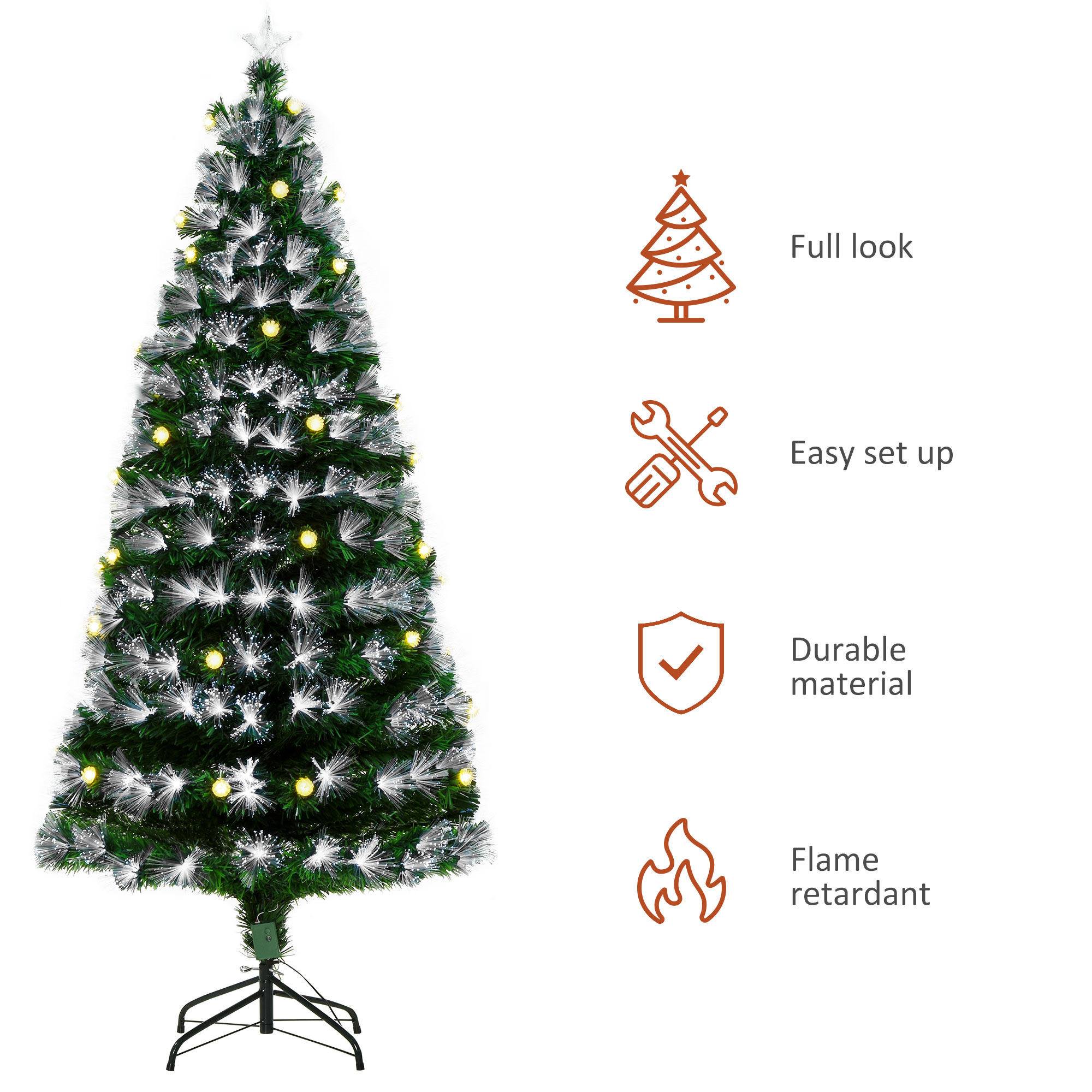 6ft White Light Artificial Christmas Tree W/ 230 LEDs Star