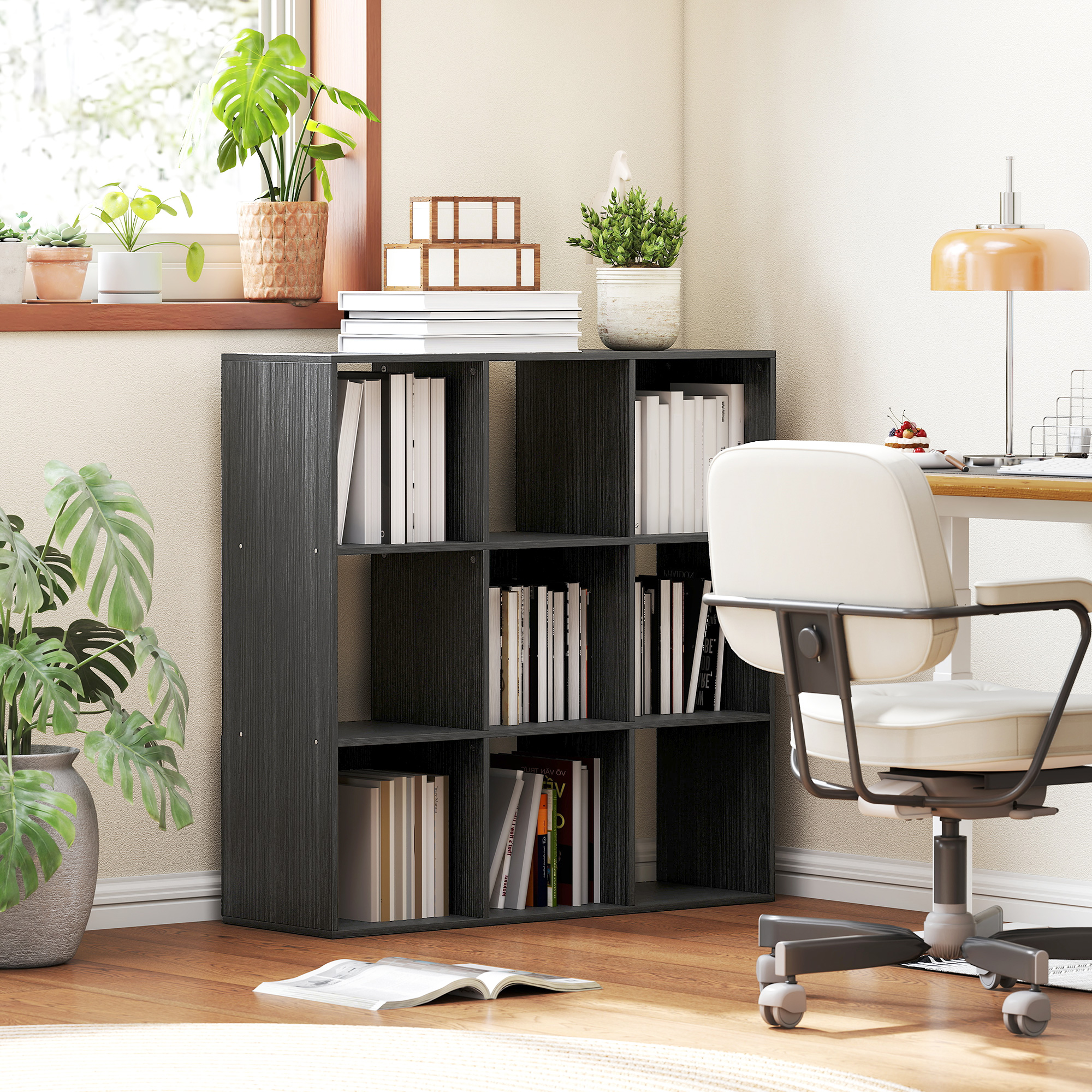 Nine-cube storage shelf - black