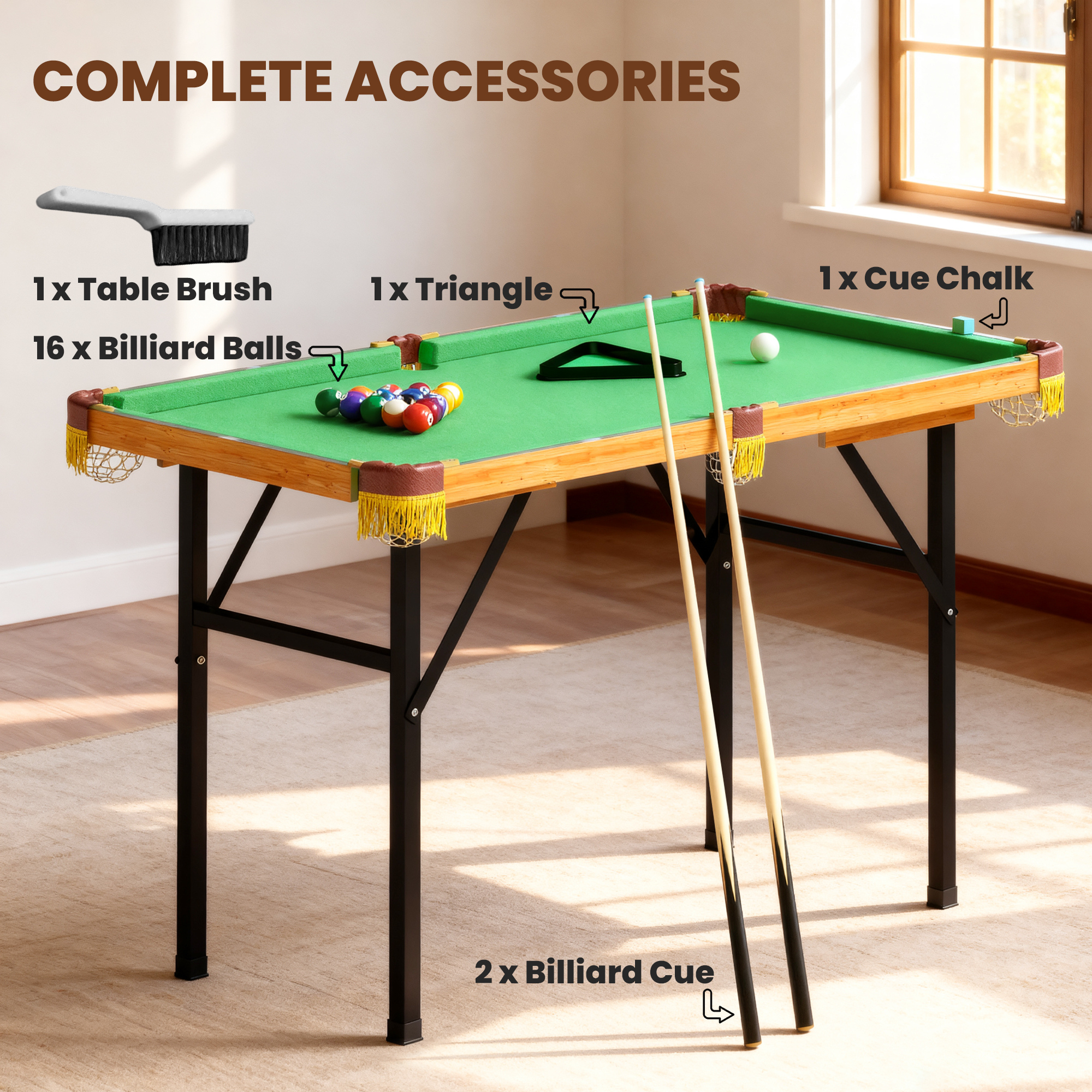 SPORTNOW 4FT Mini Folding Pool Billiards Table (Green)