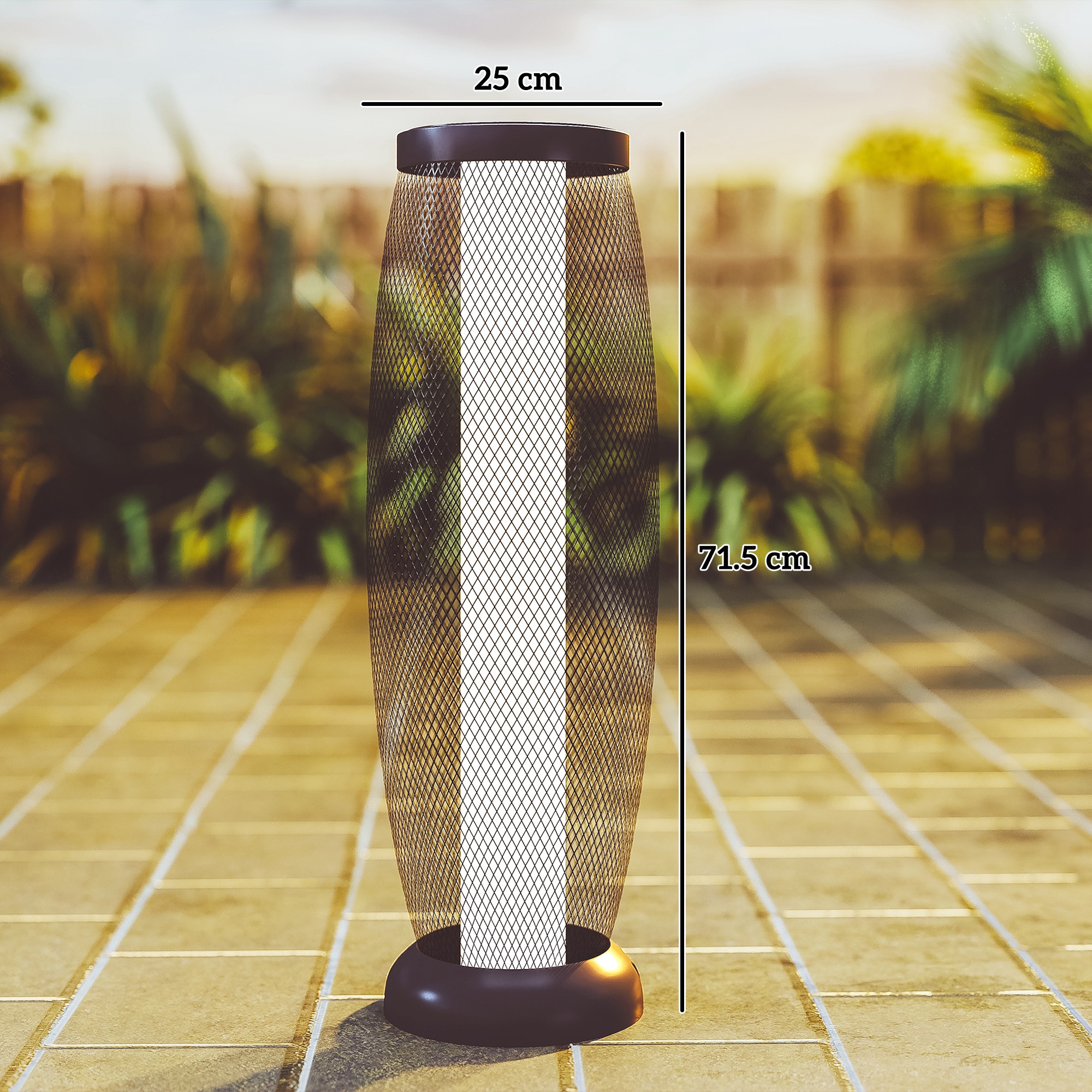 Garden Solar Lamp, 71.5 Cm Tall Metal Floor Lamp, Auto On/Off LED Solar Garden Light With Metal Wire Shade, IP44 For Outdoor, Porch, Pathway, Terrace, Black