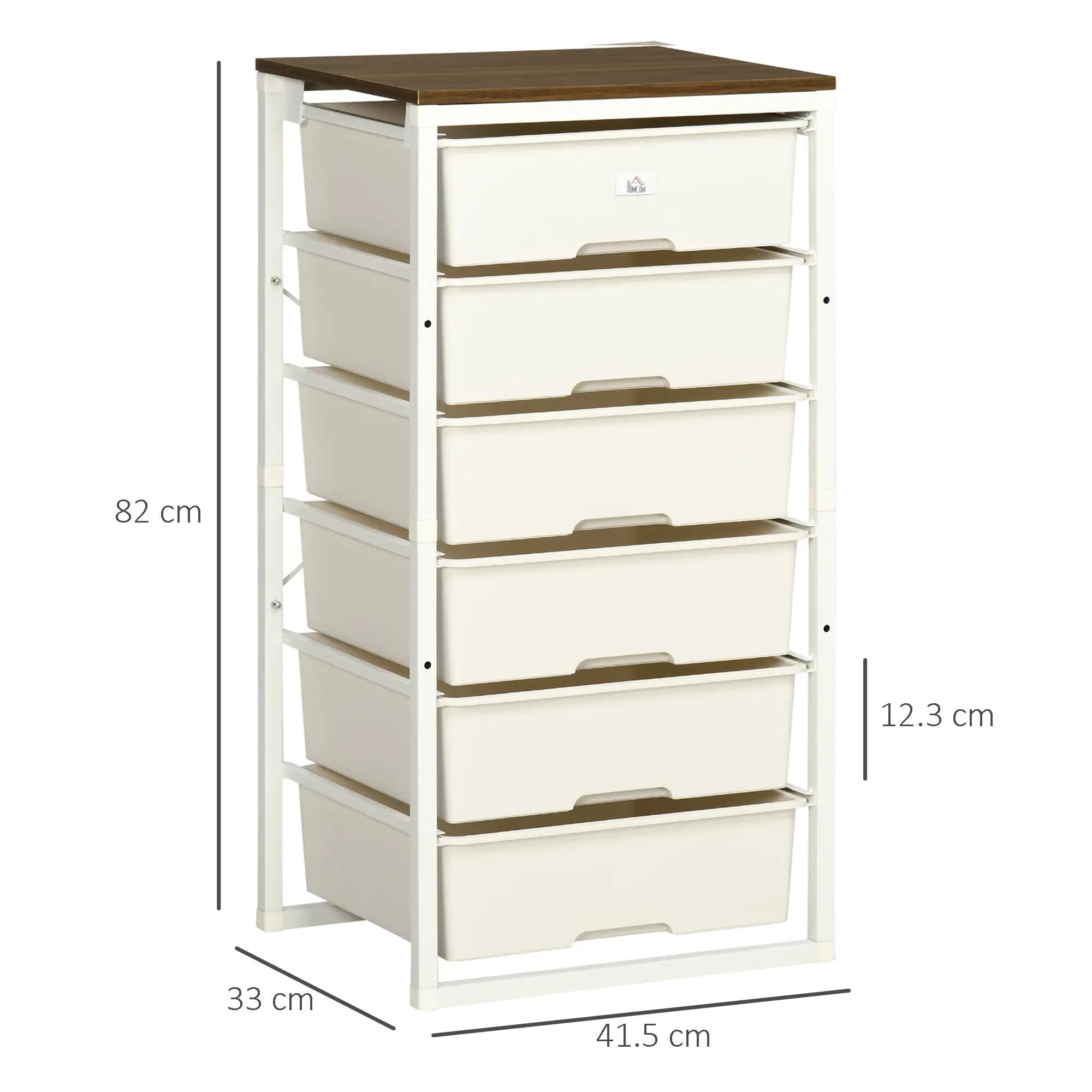Bedroom Chest Of Drawers, 6-Drawer Dresser, Tall Storage Drawer Unit With Steel Frame For Living Room, White