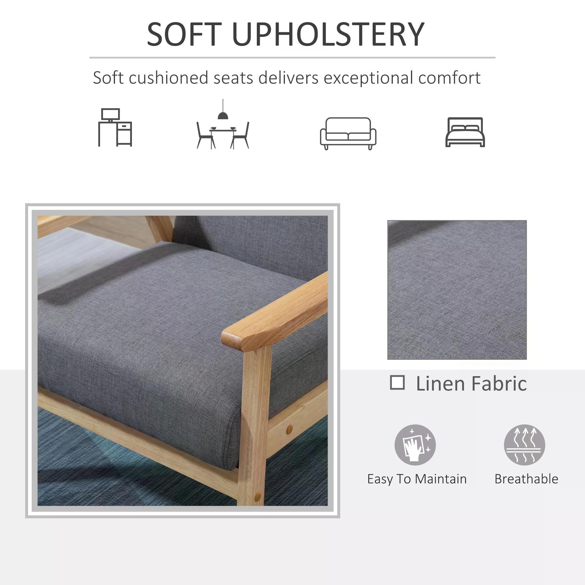 Minimalistic Wooden Frame Accent Chair, With Padded Seat — image 5