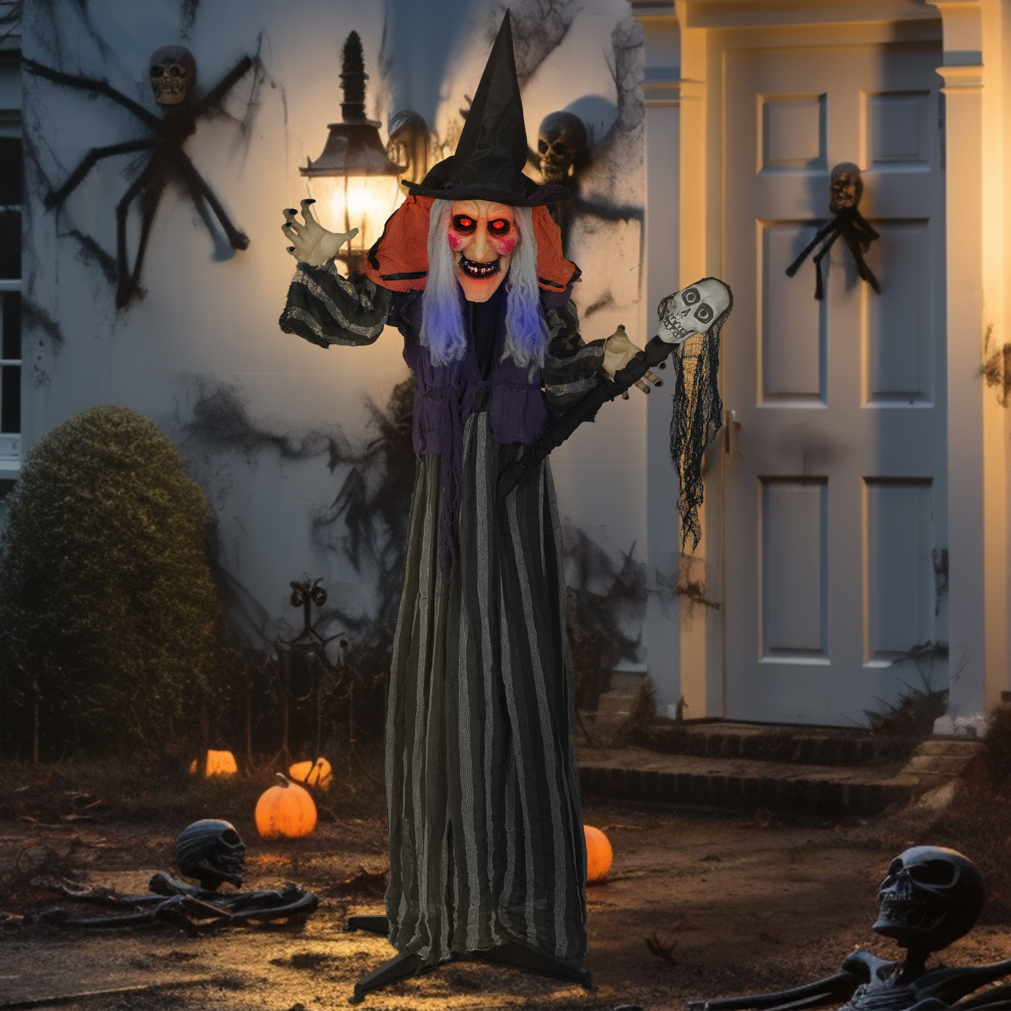 160cm Lifelike Moving Witch Decoration - Multi (Purple)
