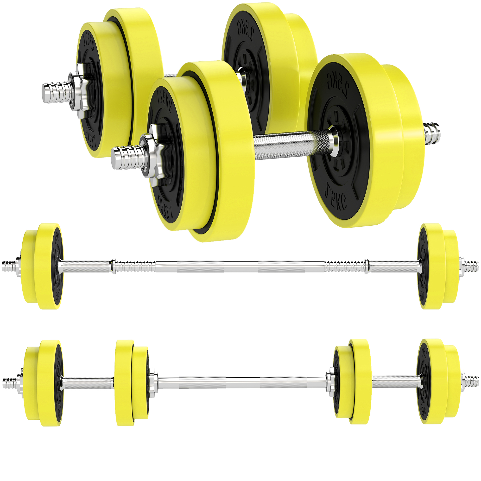 20KGS 2-en-1 haltère et haltère ensemble réglable force exercice musculaire plaque