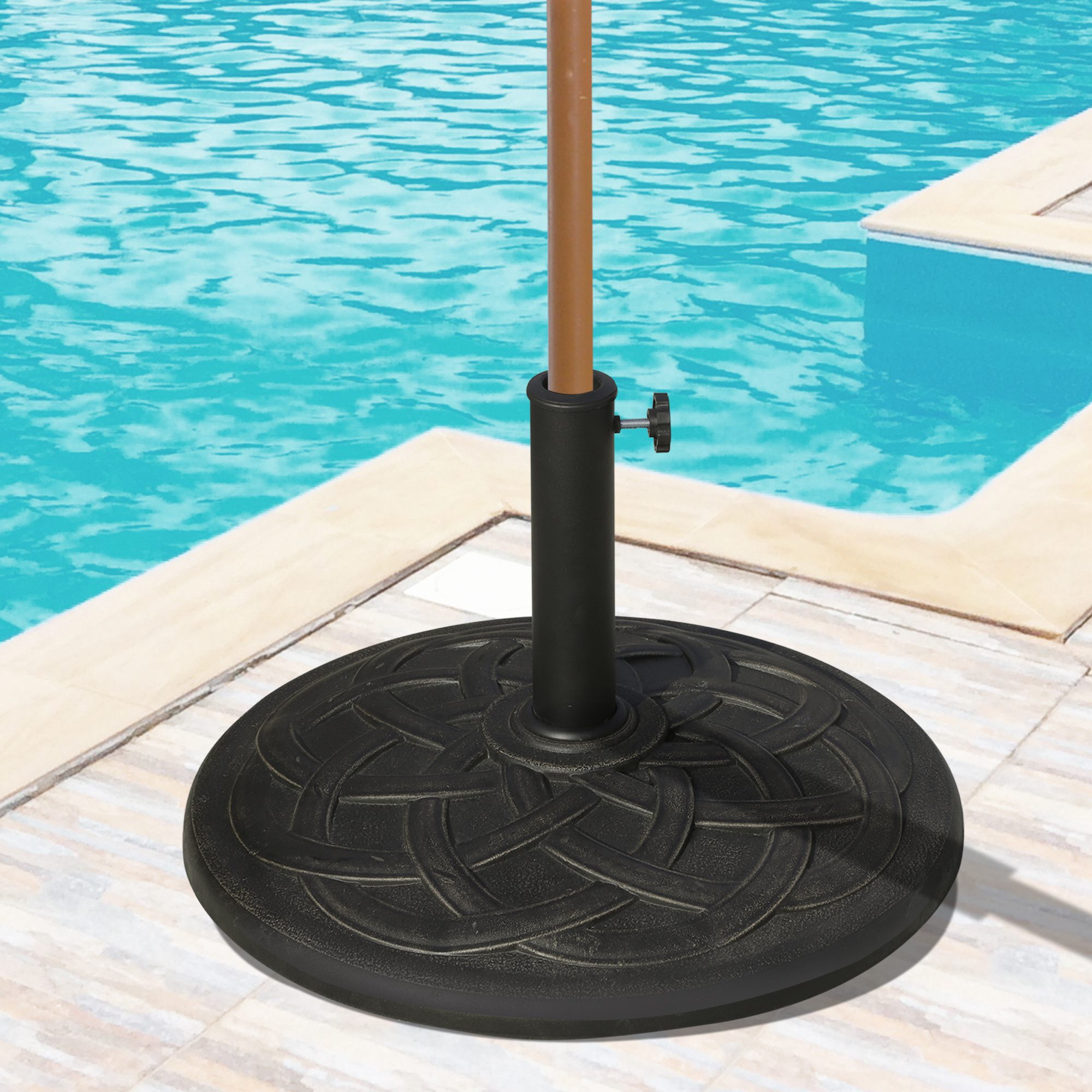 22" 42 lbs Round Resin Umbrella Base Stand Market Parasol Holder with Beautiful Decorative Pattern & Easy… image 7