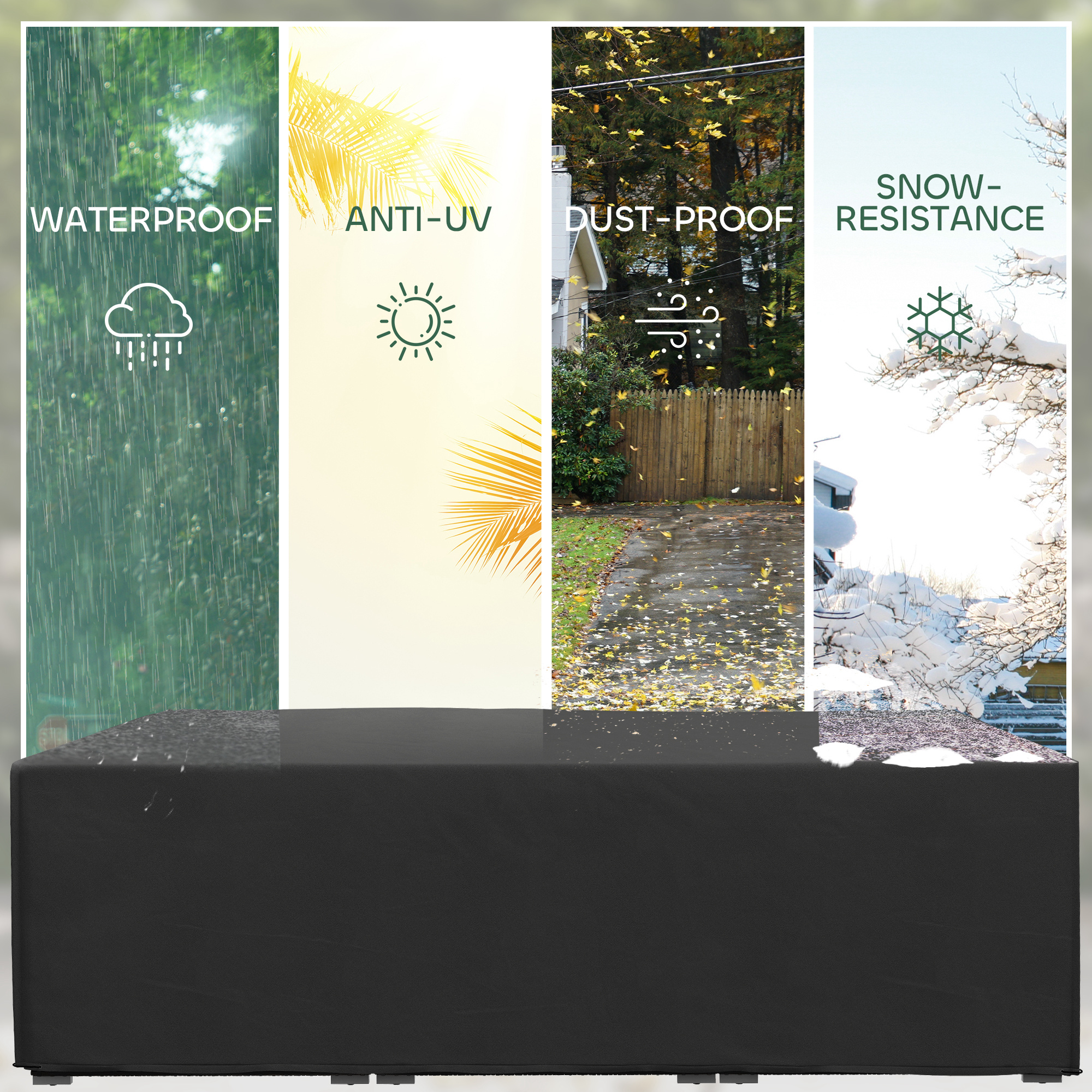 155 X 222cm Waterproof Furniture Cover - Black