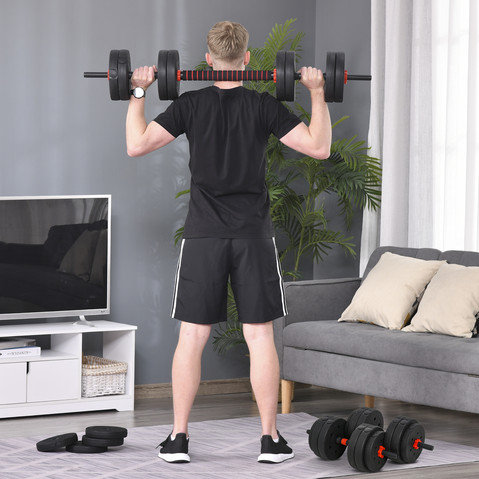 Ensemble de poids d'haltères réglables 2 en 1 de 25 kg – Image 3