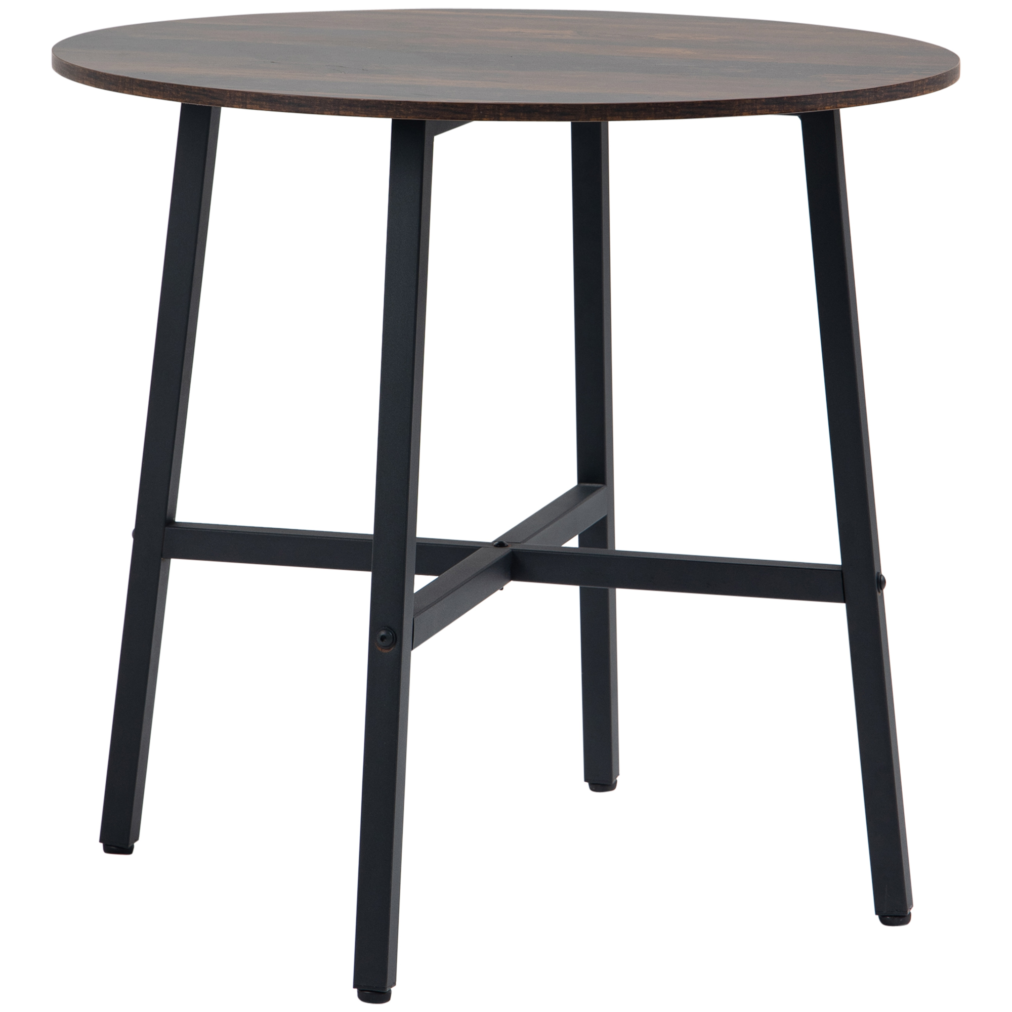 85cm Dining Room Table, Industrial Style Kitchen Round With Steel Legs, Rustic — image 2
