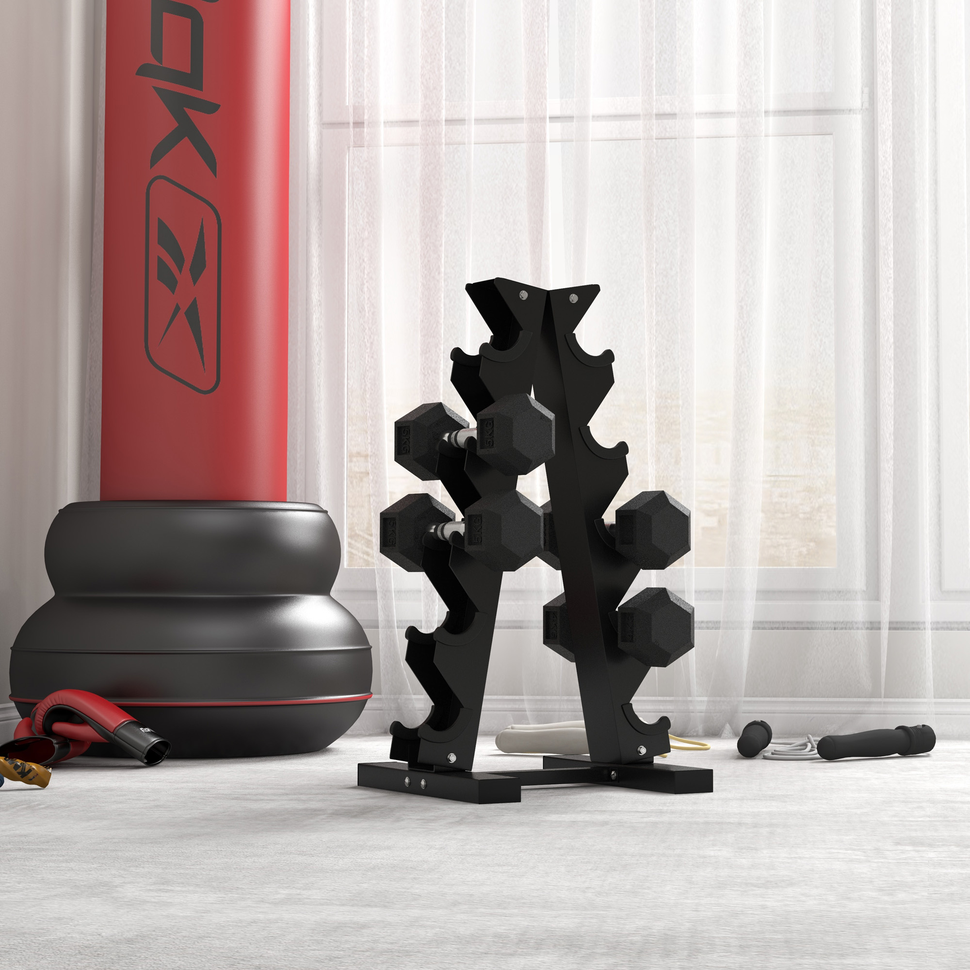 Haltères en caoutchouc 2x4kg, ensembles de poids hexagonaux de sport – Image 2
