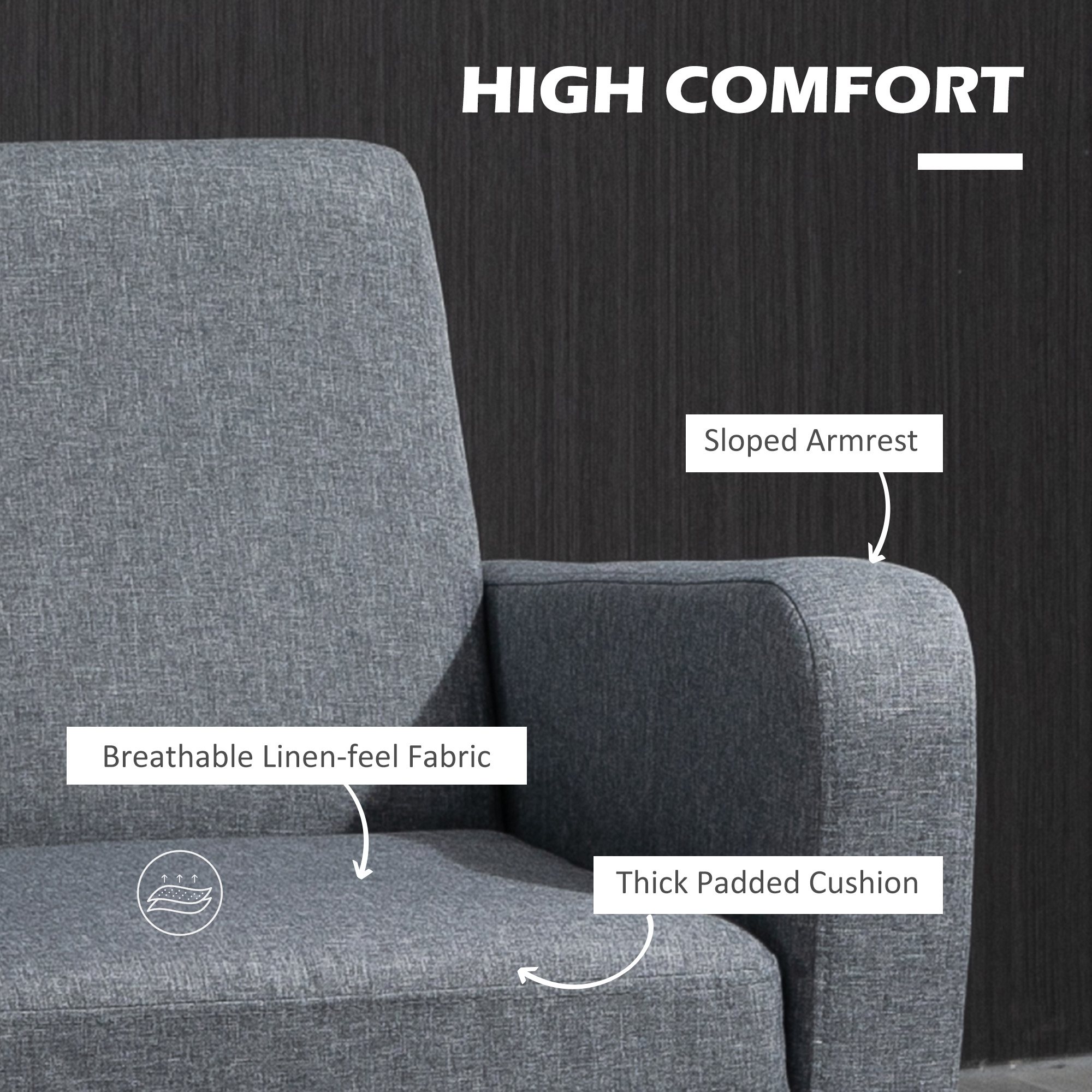 Effortless Comfort: Modern Grey Linen-Feel Accent Chair