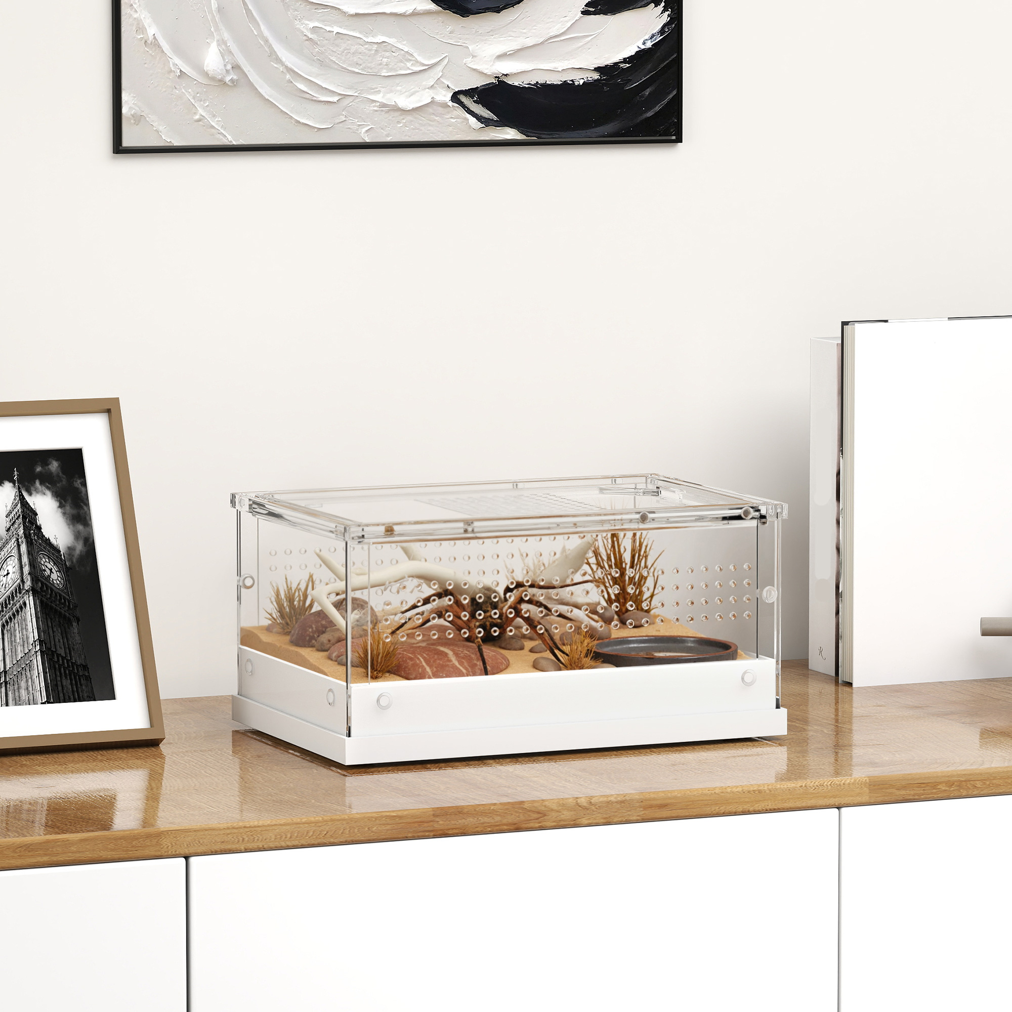 PawHut Acrylic Reptile Terrarium With Top Sliding Door,