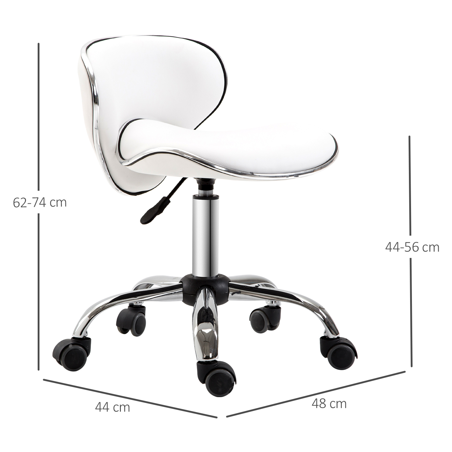 Adjustable Rolling Swivel Beauty Salon Chair, Stool For Spa, Technician - White