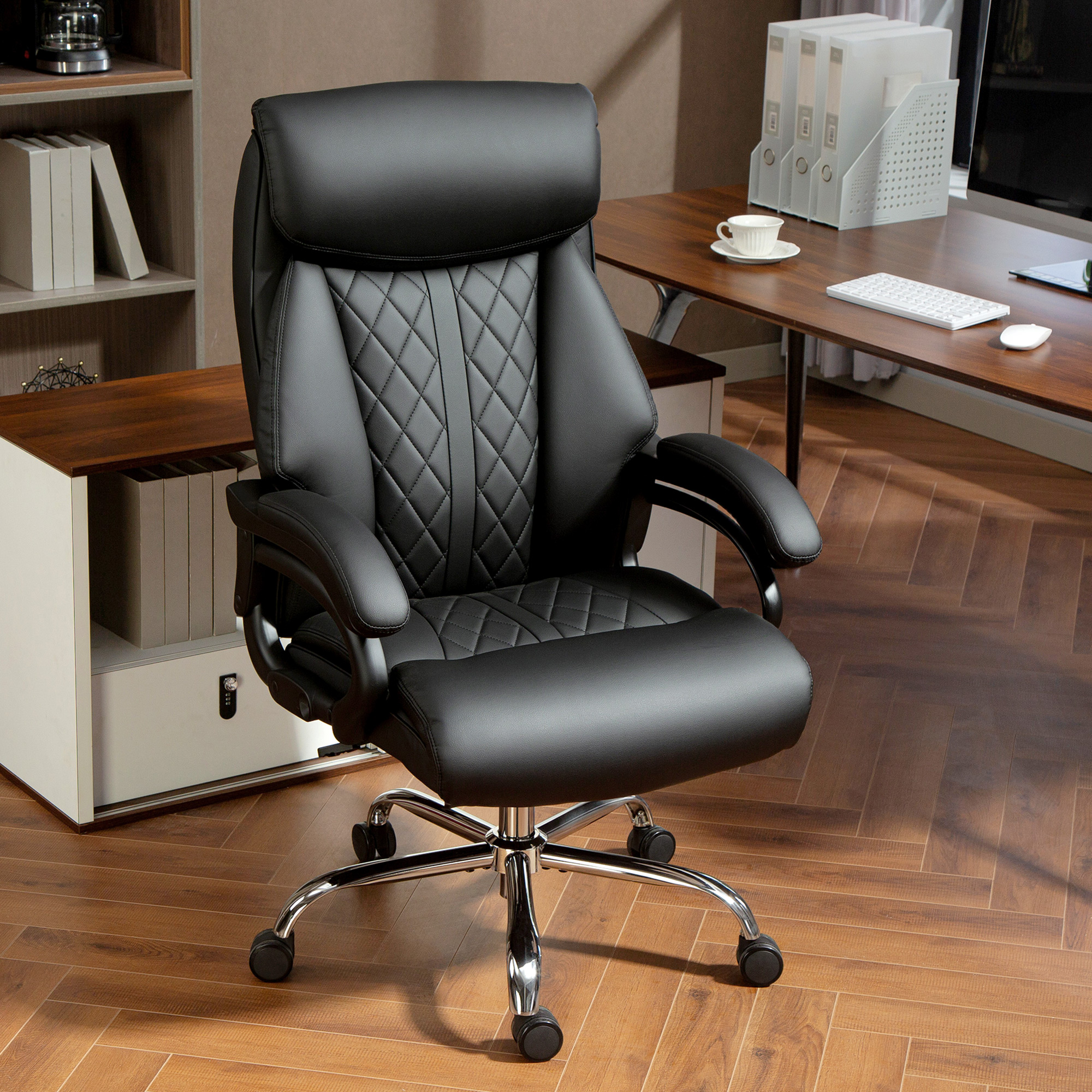 Executive office chair with spring padding - black