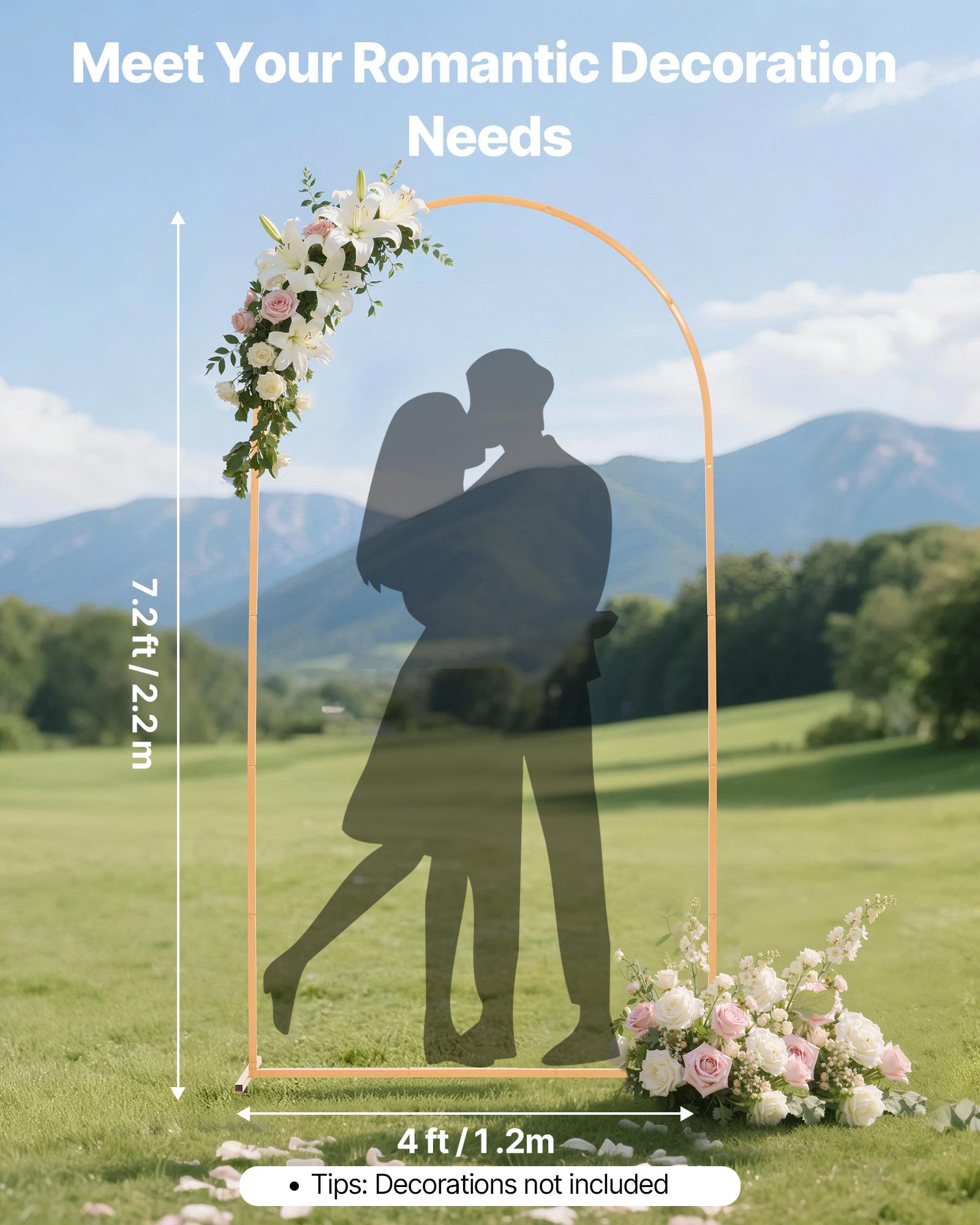 Arch Backdrop Stand, 7.2 X 4 Ft, Stable Structure, Easy Assembly, 1 Piece Gold Metal Arch Backdrop Stand… image 2