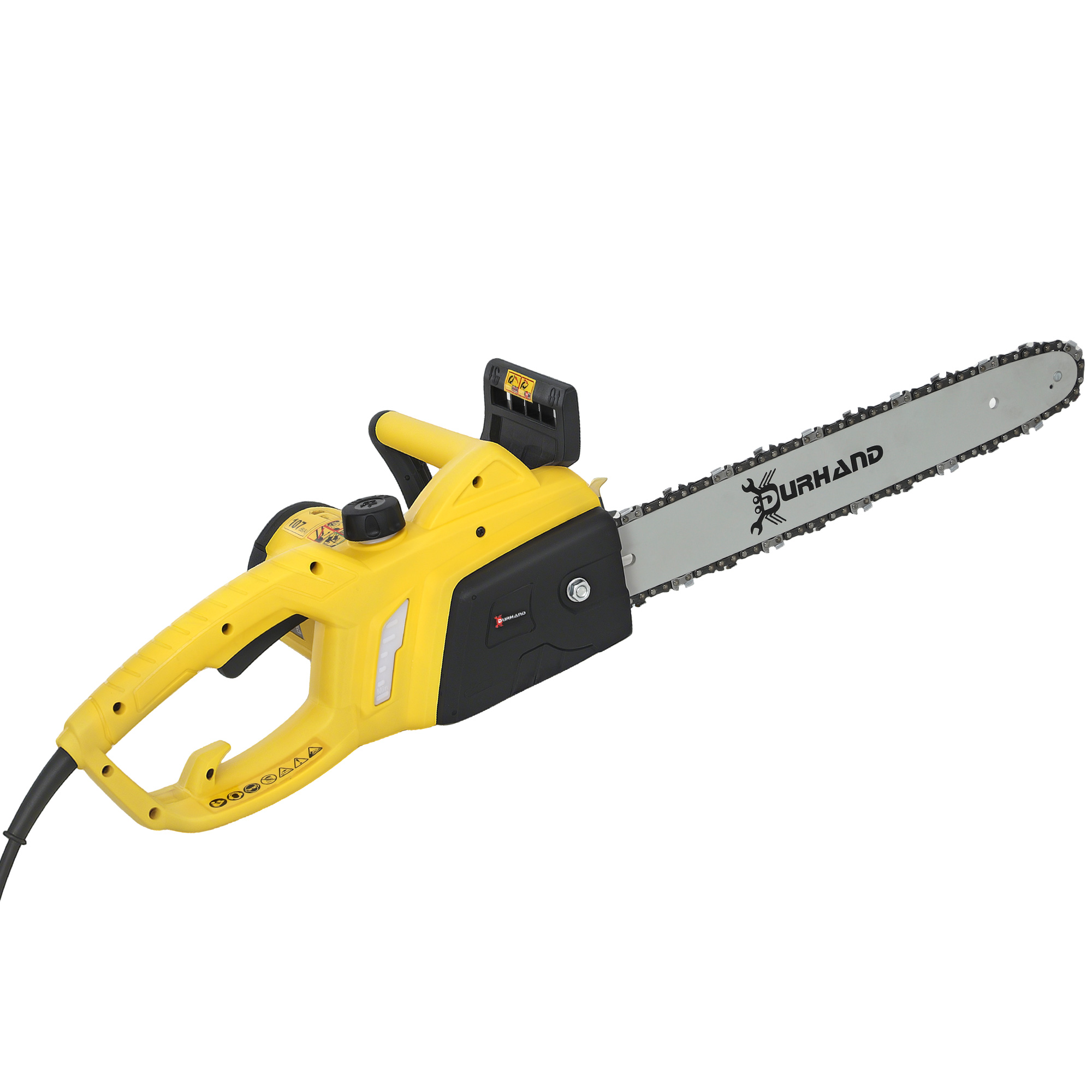 DURHAND 2000W Powerful Electric Chainsaw, 16" Aluminium Blade Portable Corded Chain Saw, 7250rpm Chain Saw For Garden Tree Pruning, 13m/s Chain Speed Auto Chain Lubrication To Cut Wood, Yellow - Image 1
