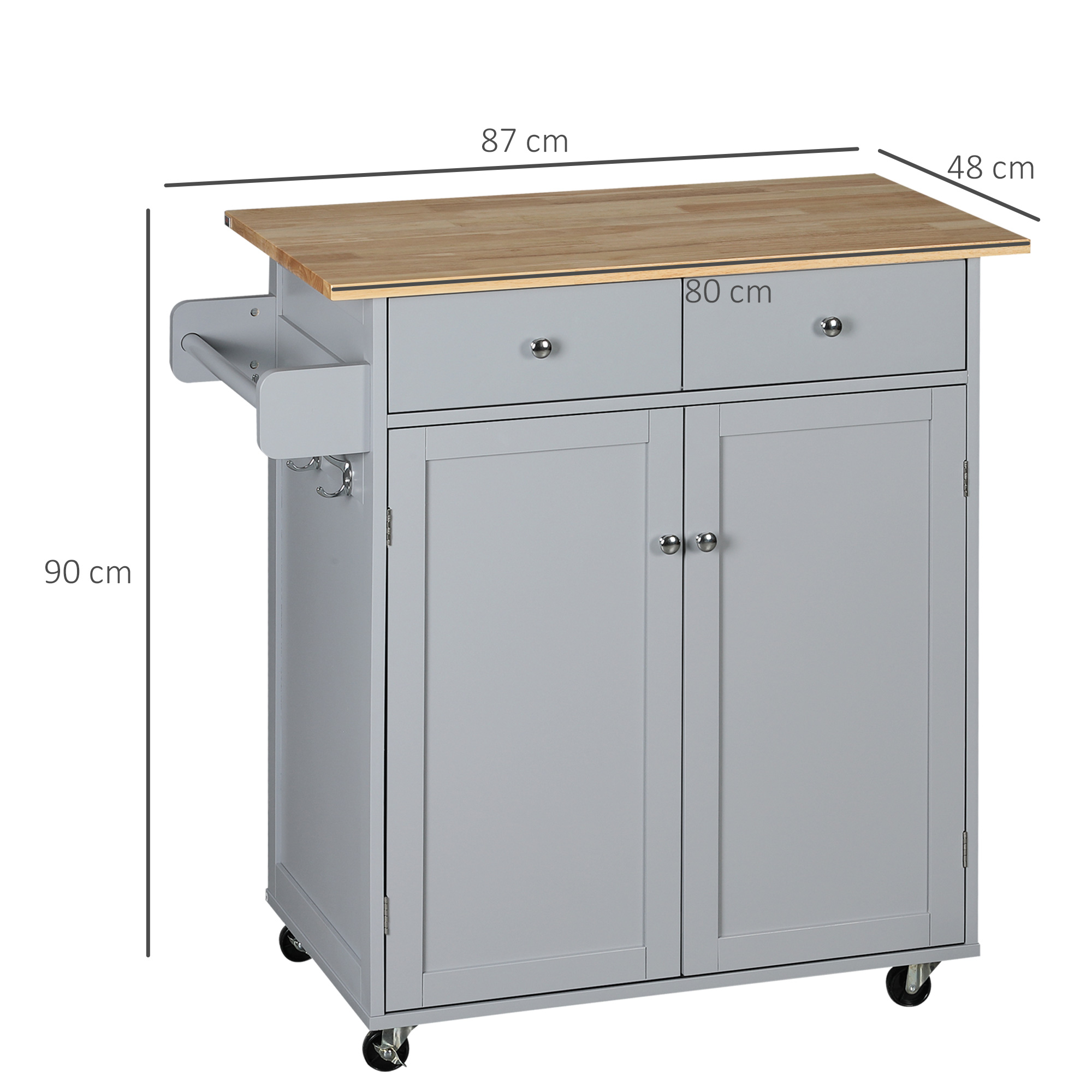 Rolling kitchen island on wheels, utility serving cart