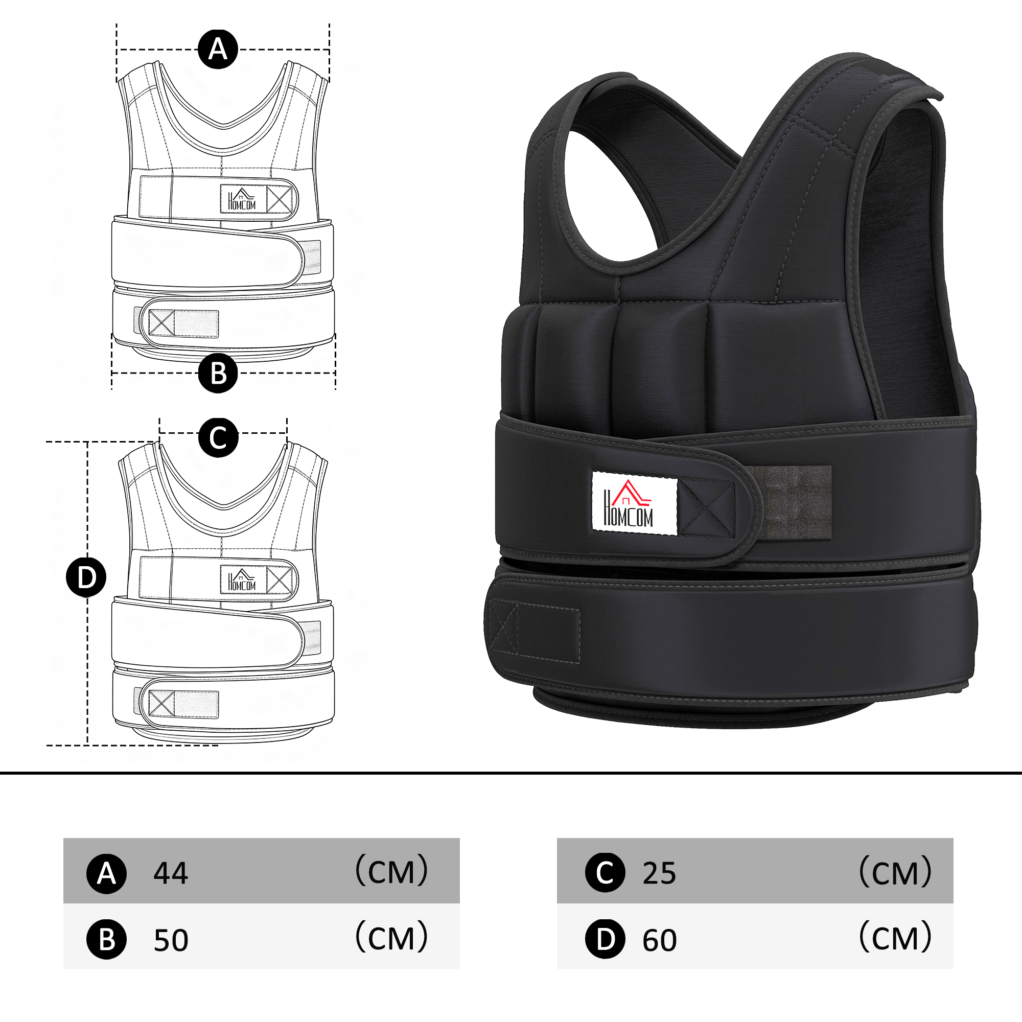 20KG Adjustable Weight Vest, Black