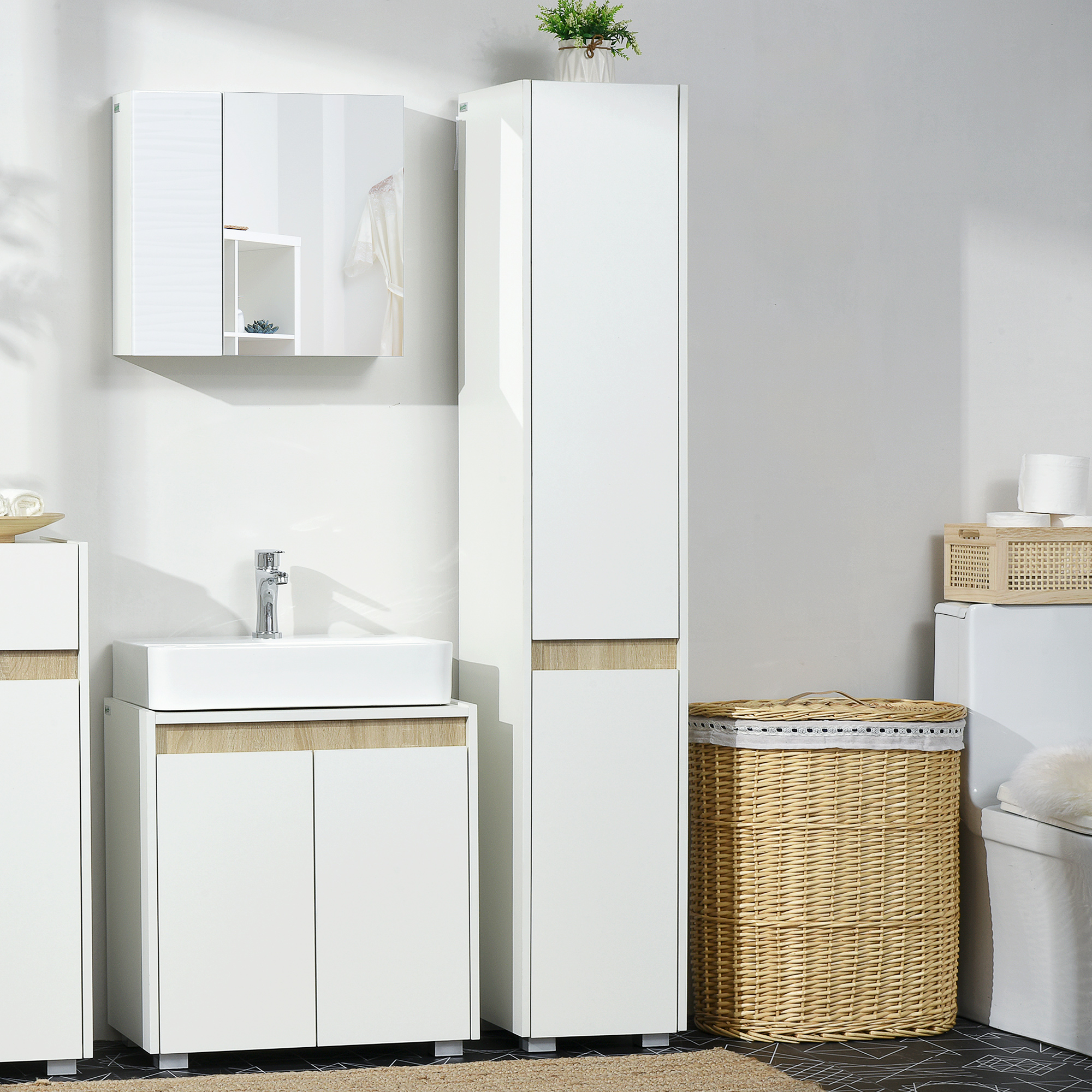 Kleankin tall bathroom cabinet with adjustable shelves,