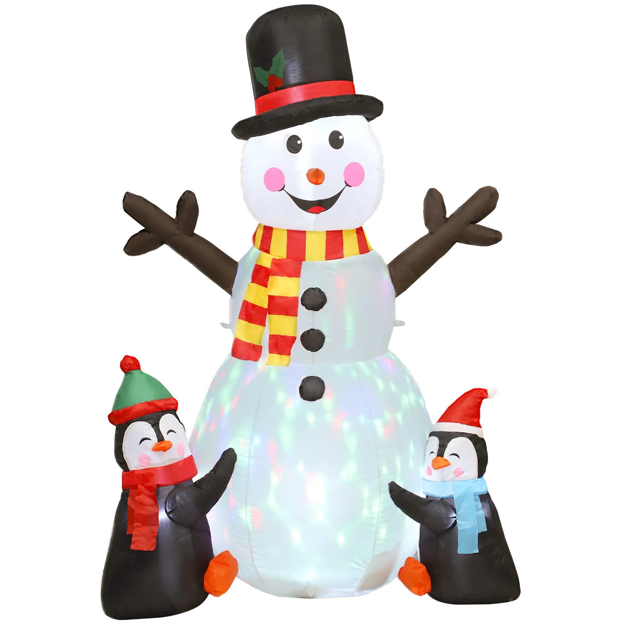 Bonhomme de neige et pingouins gonflables de noël de 6 pieds avec lumières LED