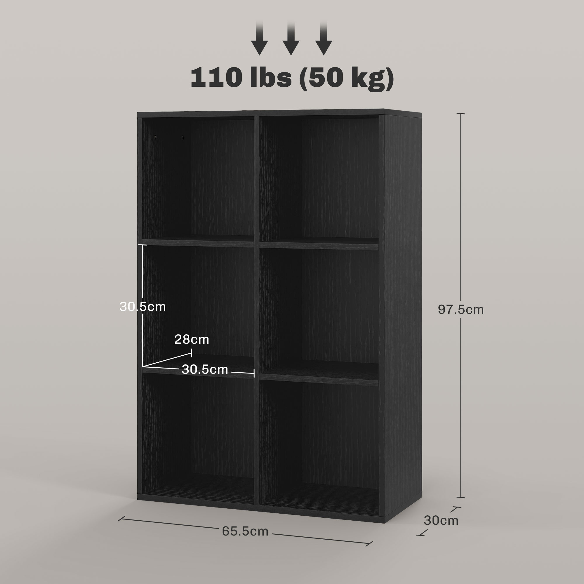 Six-Cube Bookcase - Black Wood Effect — image 4