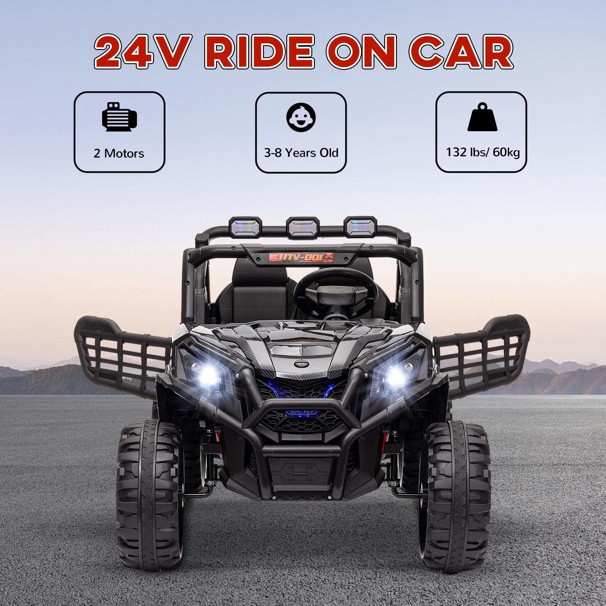 24V 2 Seater Kids Electric Car With Remote Control, Suspension System, Slow — image 2