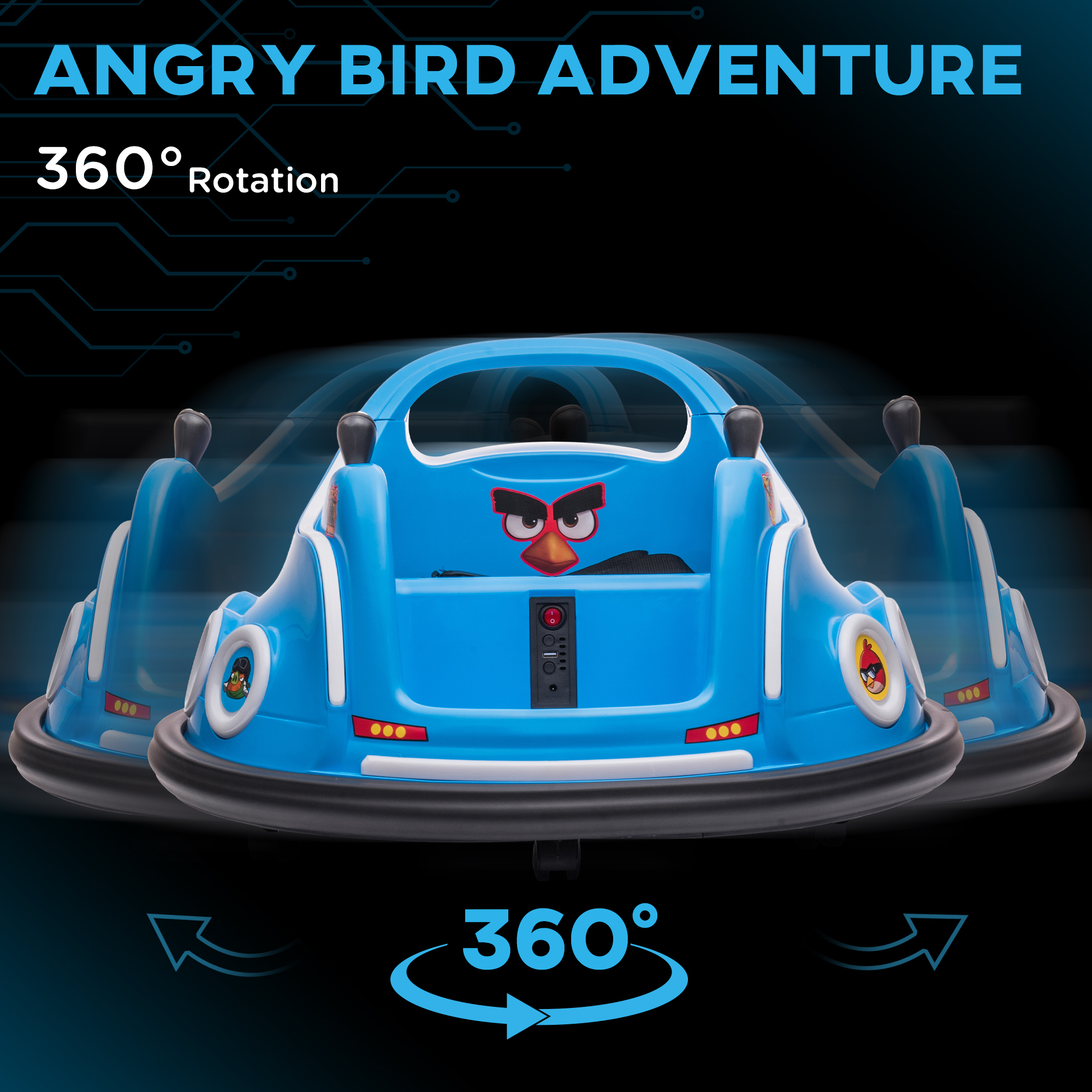 Angry Bird Licensed Waltzer Car, 12V Kids Bumper W/ Joysticks, Remote, Music